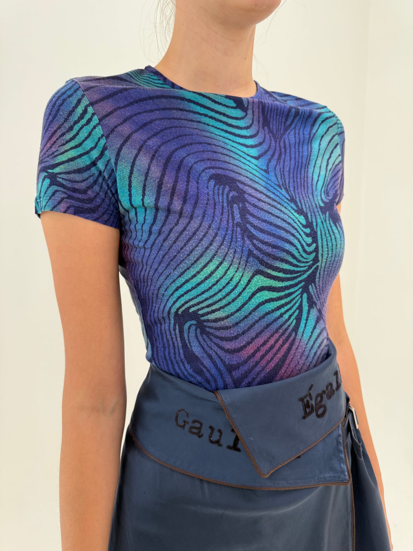 Top vintage Versace Y2K cu print superb din bumbac modelator