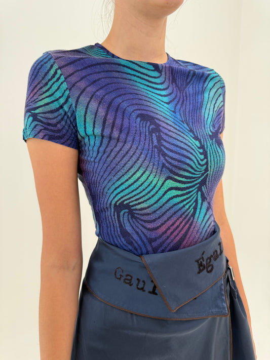 Top vintage Versace Y2K cu print superb din bumbac modelator