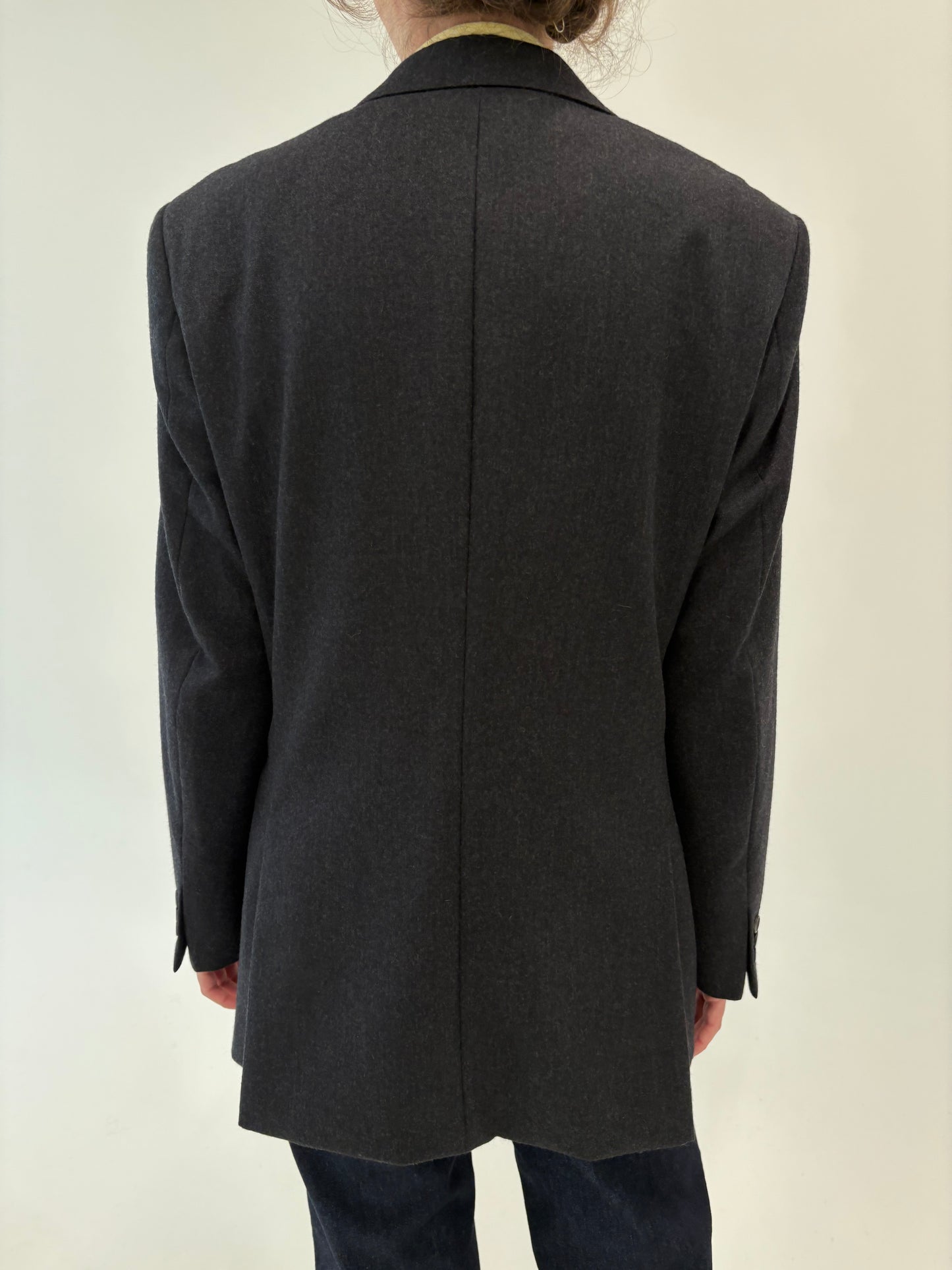 Sacou charcoal gray din lana plină extrafina certificată ușor structurată