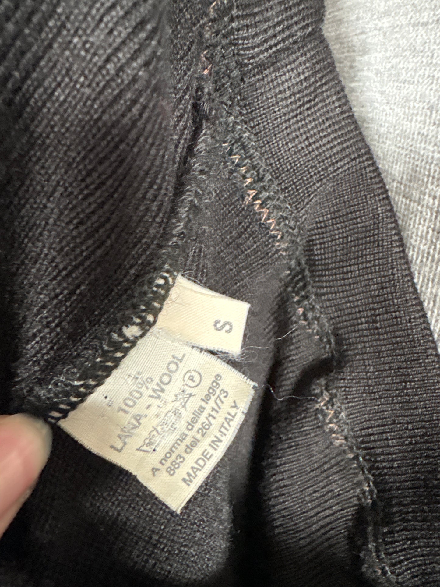 Pantaloni negri din tricot strech de lana merino  extrafina cu talie ultra înaltă