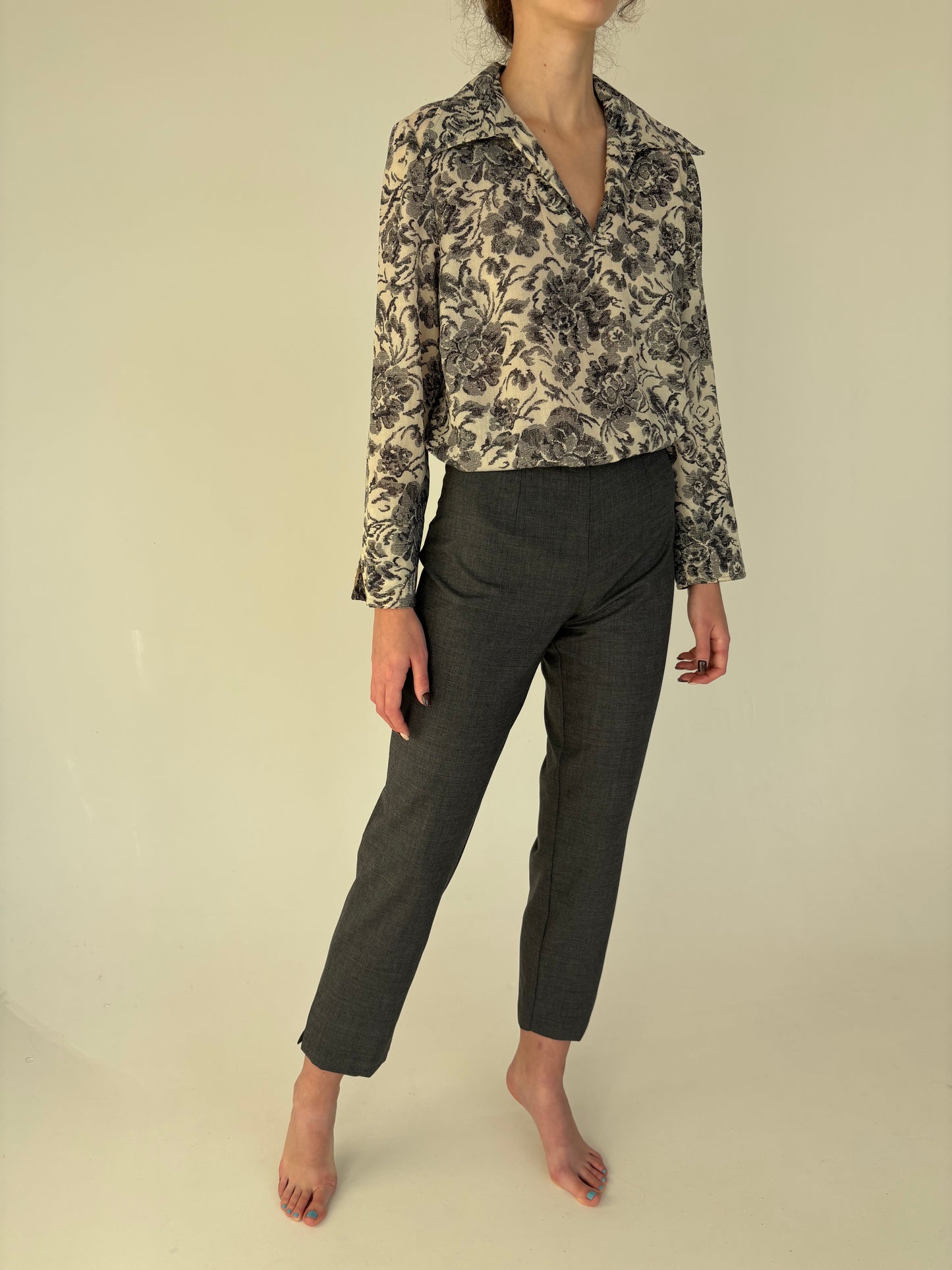 Pantaloni țigaretă italienești din lana extrafina