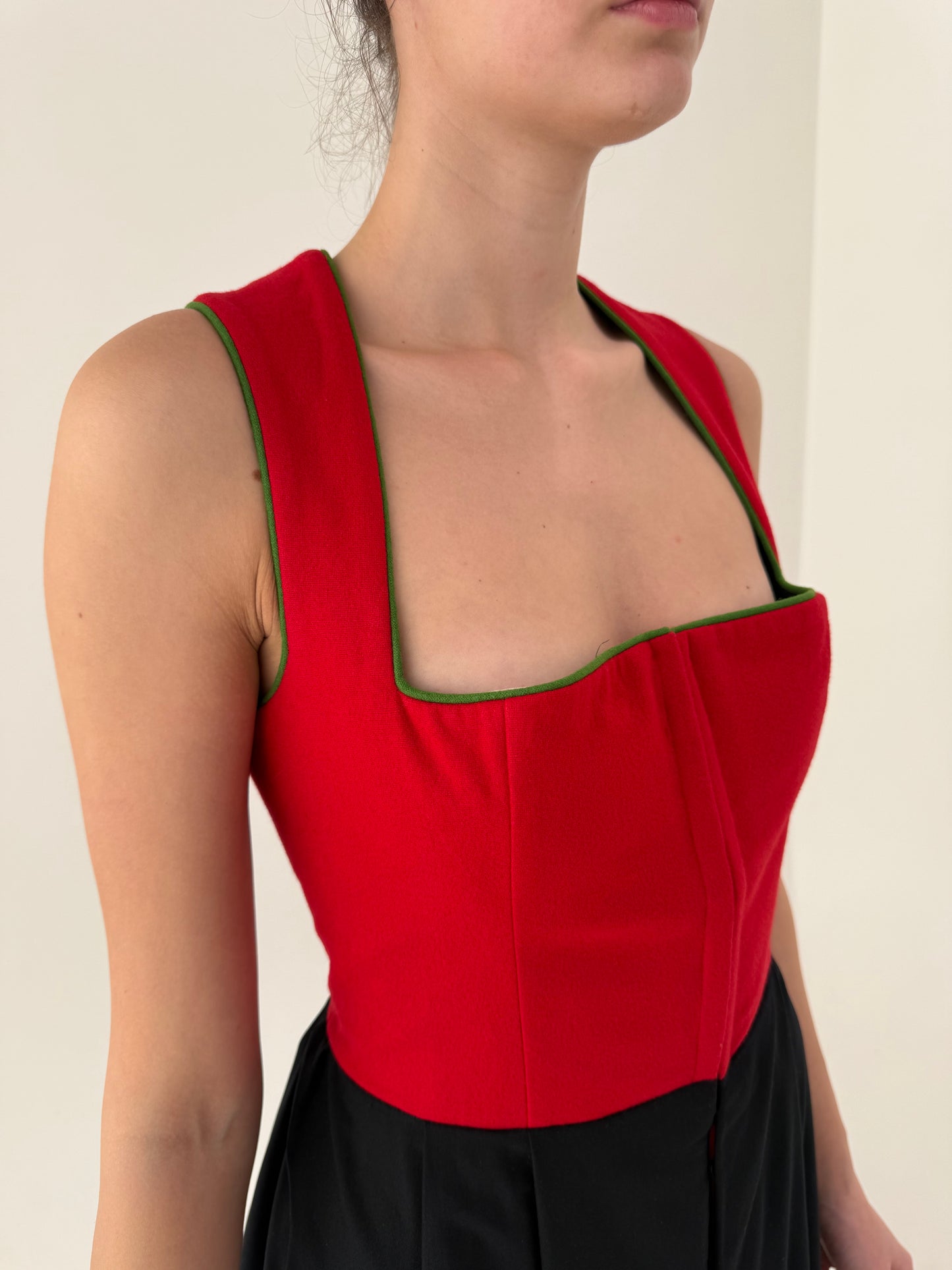 Rochie maxi vintage cu corsaj colorblock