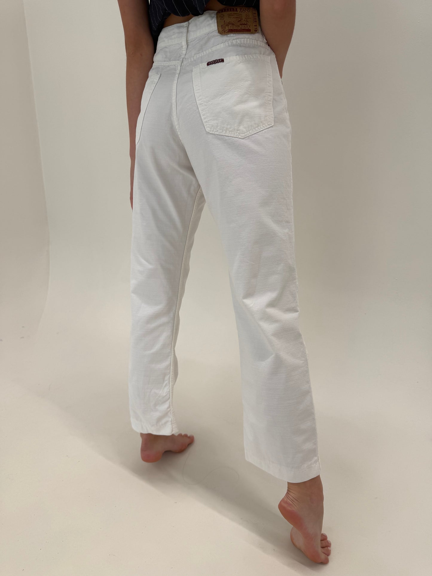Jeans alb de vară premium italian în croi clasic