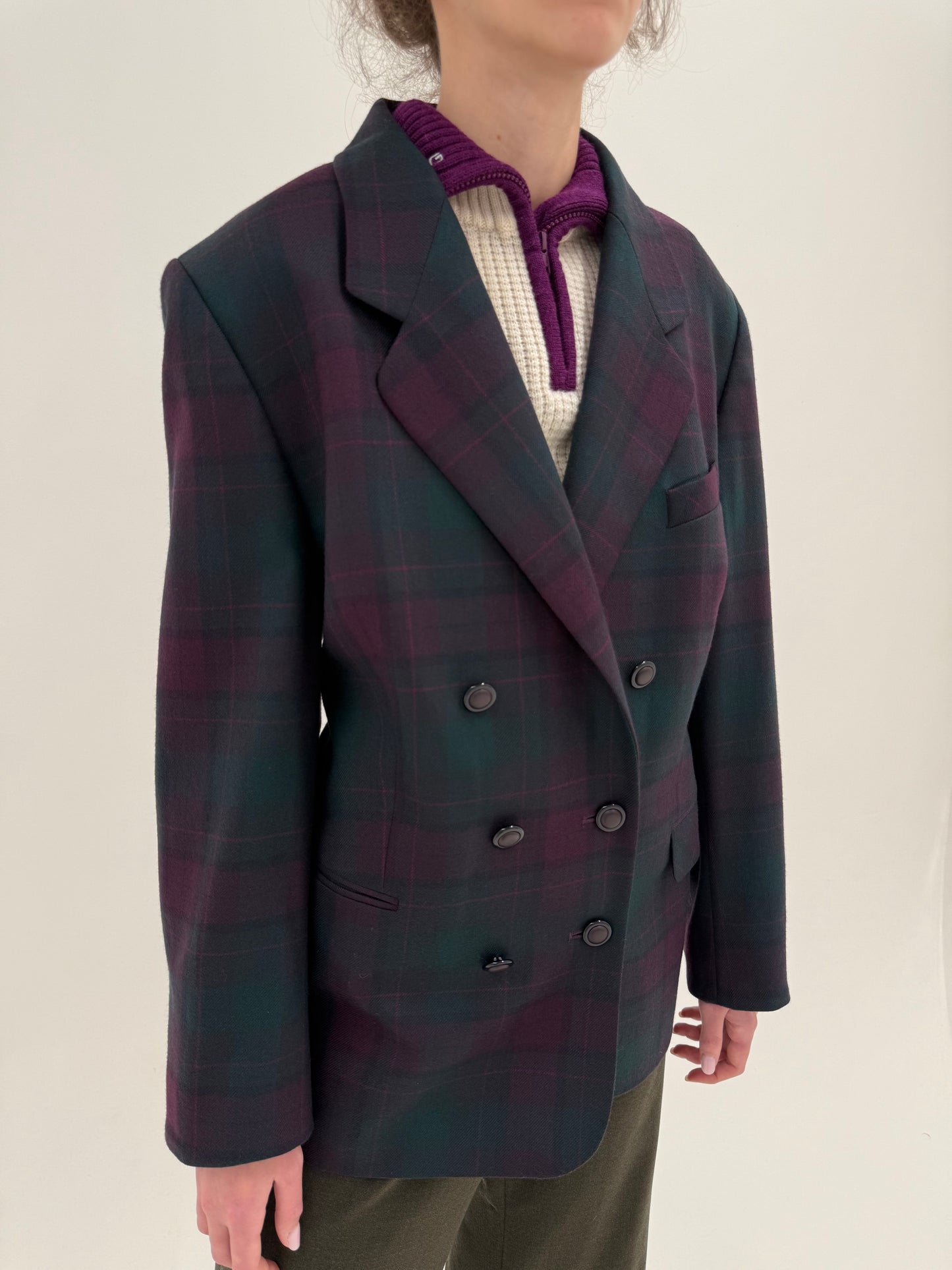 Sacou luxury Delmod din cu închidere dublă din tweed de lana pura certificată