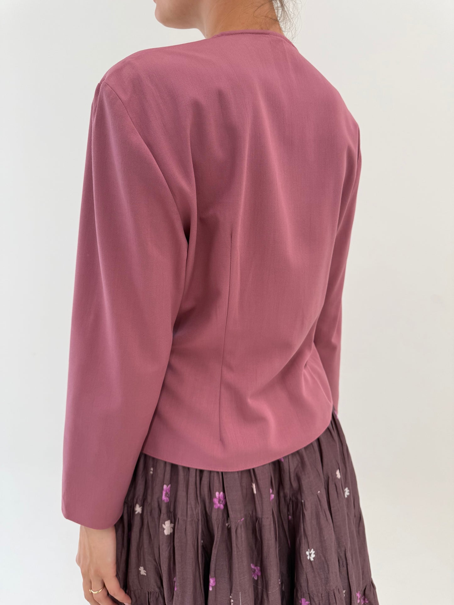 Sacou vintage cambrat petite dusty rose Pink in croi cambrat cu revere vălurite