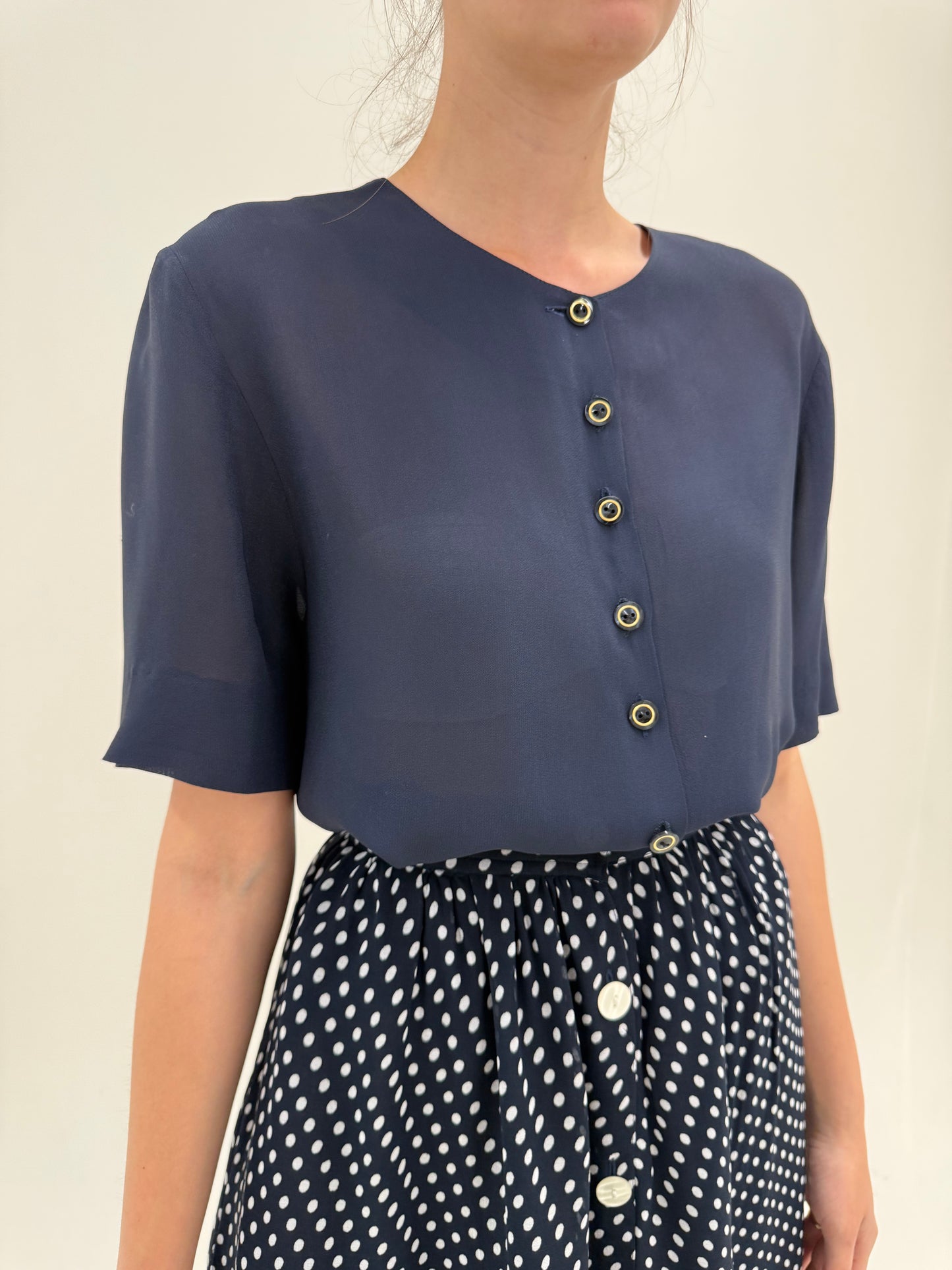 Cămașa minimalistă din crep premium Navy blue