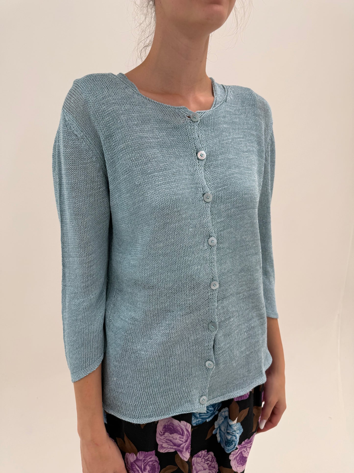 Set Armani din soft knit vaporos de vară dusty baby blue