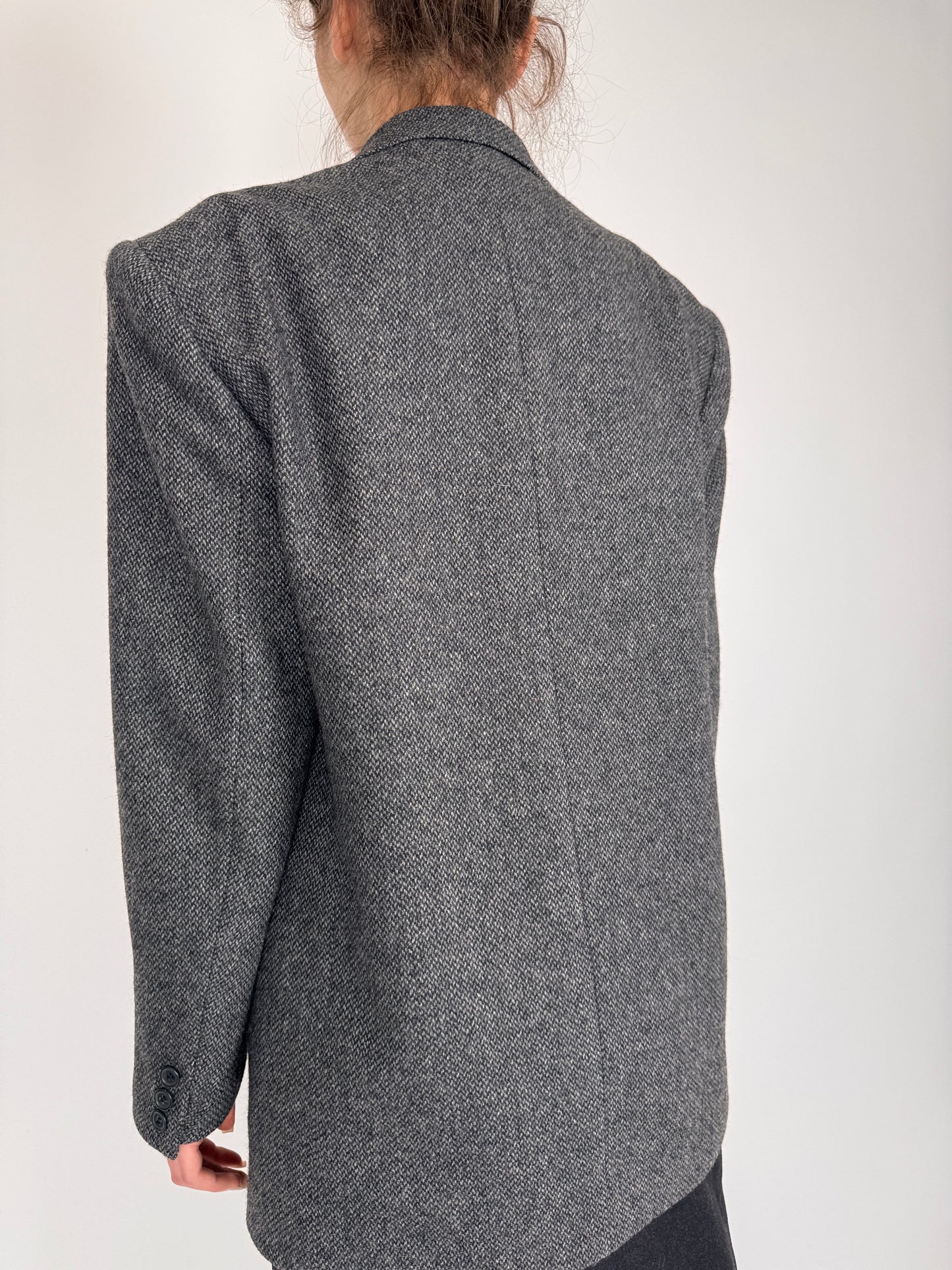 Sacou din tweed plin de lana cu mohair pebble gray