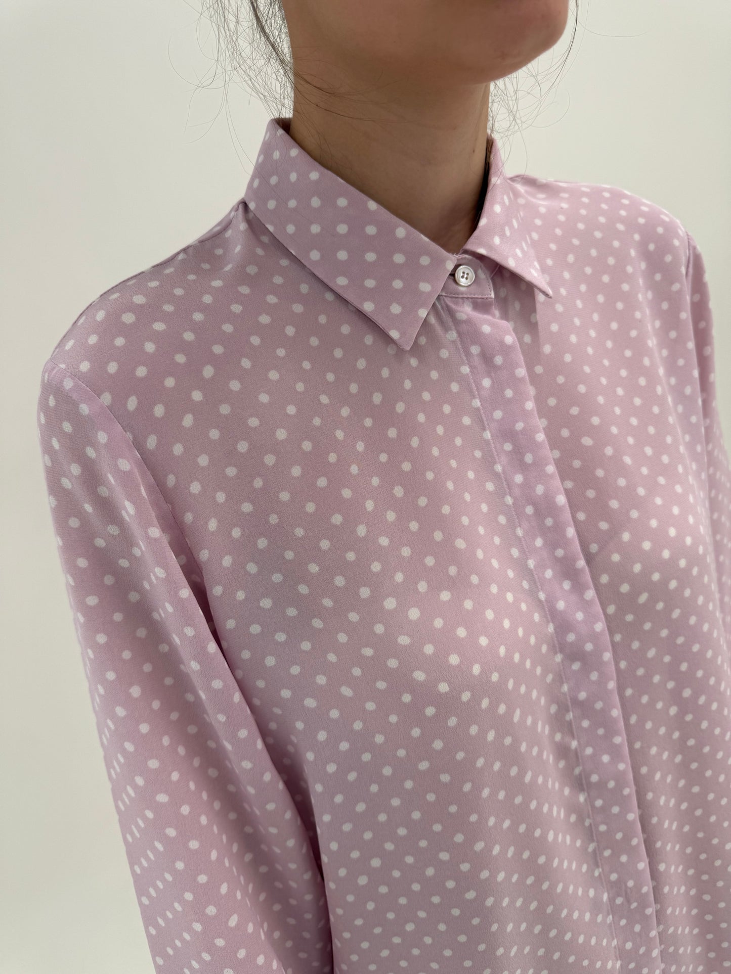 Cămașa nouă Marella by Max Mara cu buline din mătase naturală dusty pink