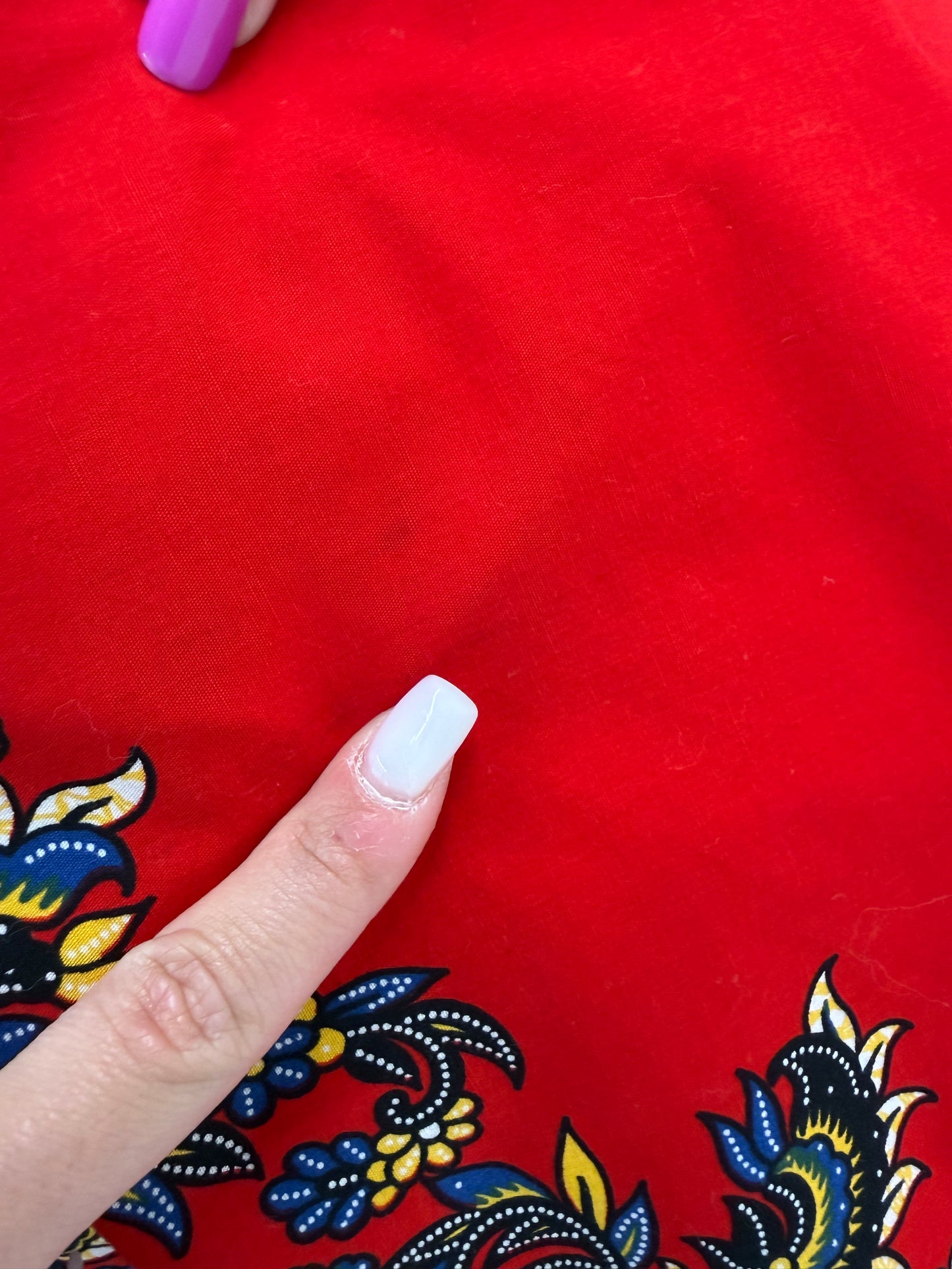 Kaftan maxi din canvas de bumbac cu print manual în culori tari