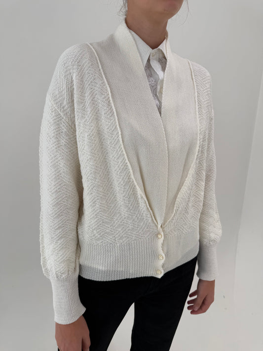 Cardigan vintage italian cu mâneci ample și manșete înalte din lana extrafina