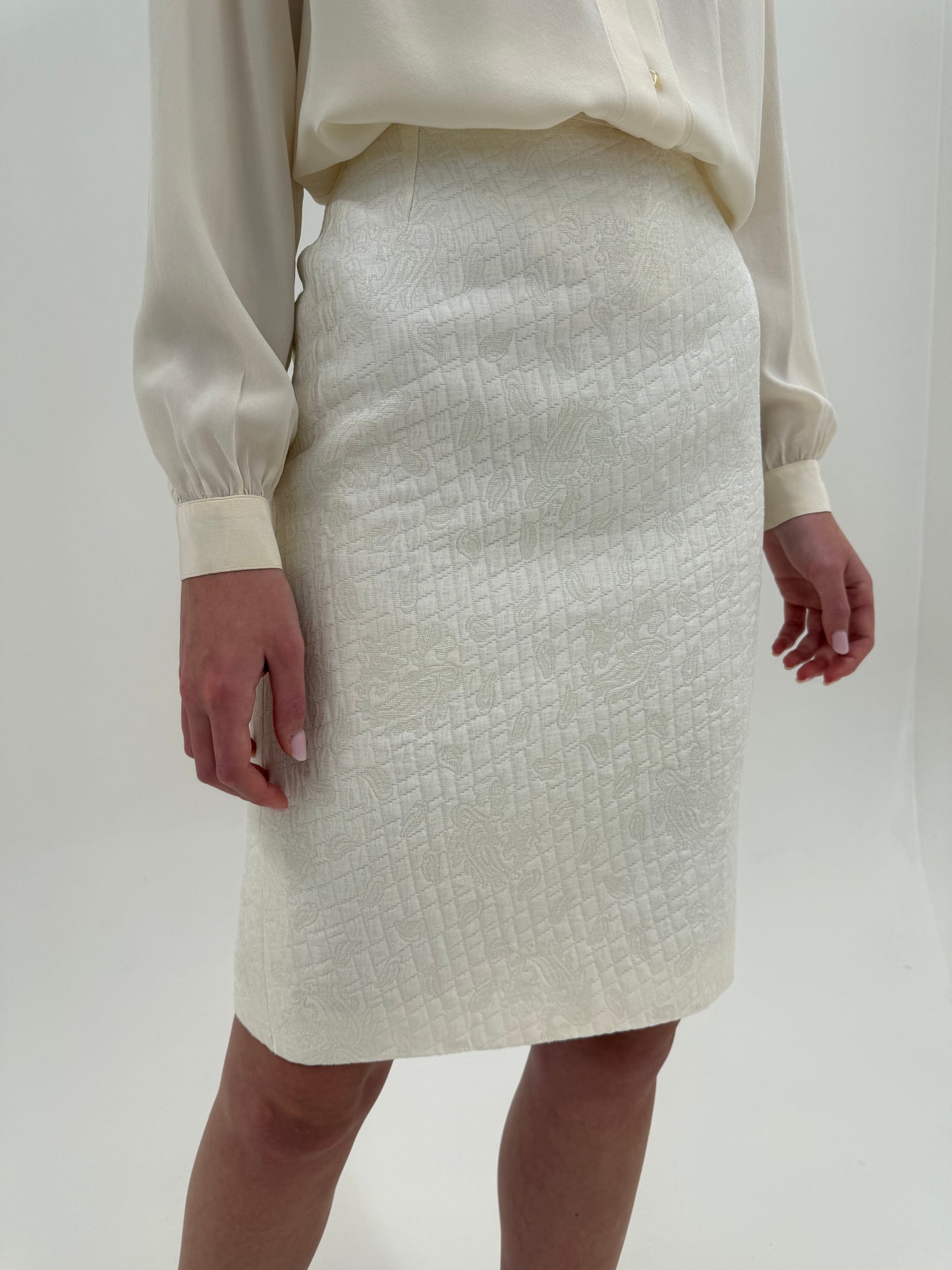 Deux piece old vintage anii 80 în stil Dior New Look din jacquard cu lana