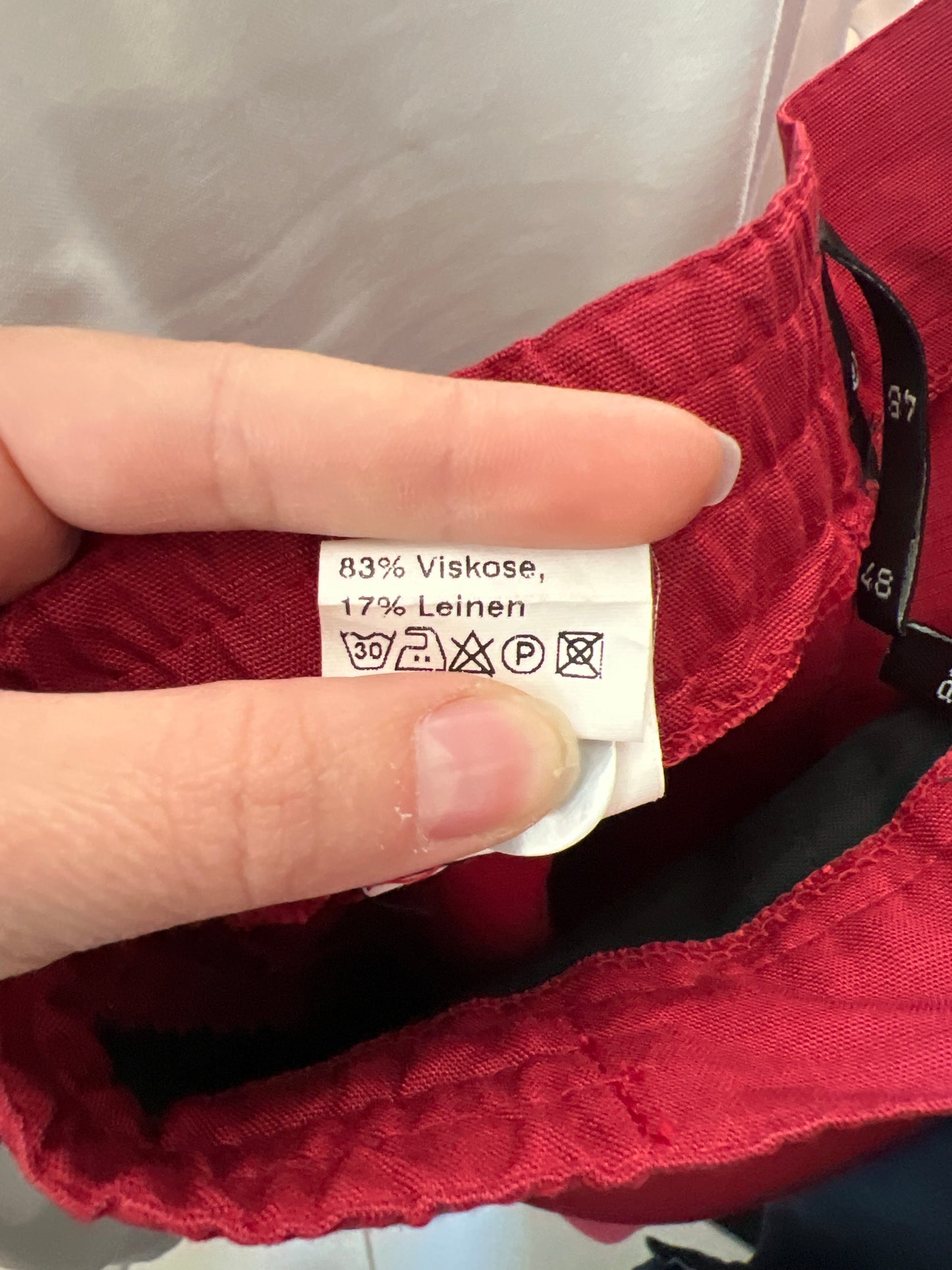 Pantaloni petite dark cherry red plus size cu talie ultra înaltă elastică