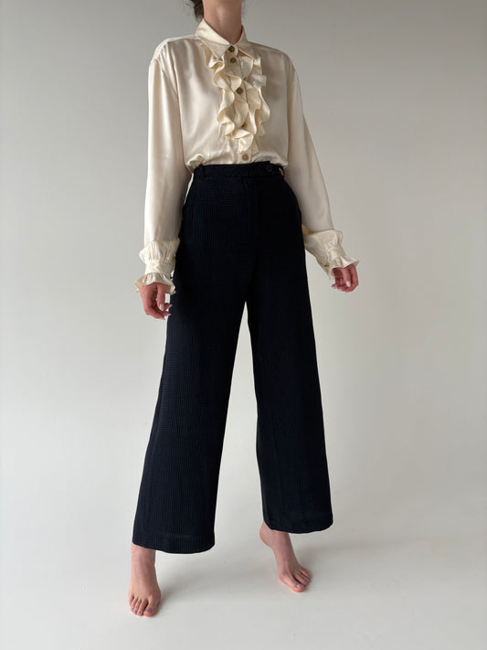 Pantaloni palazzo Armani din țesătură de mătase naturală