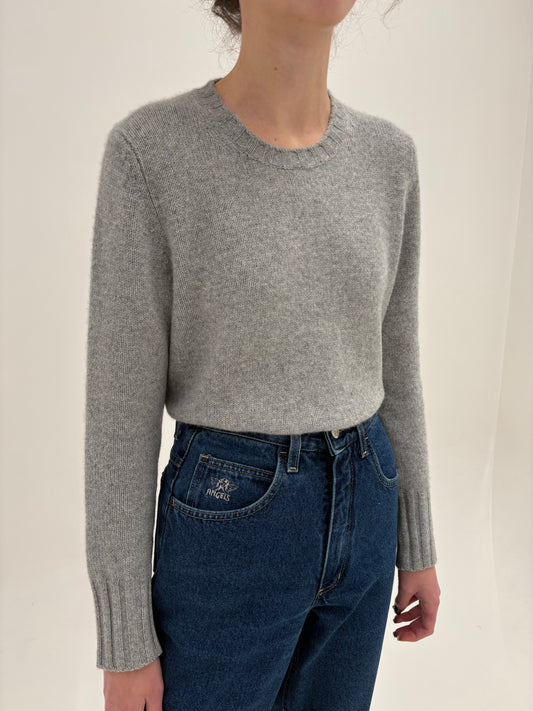 Pulover silver gray din cașmir high end multiply cu grad redus de peeling