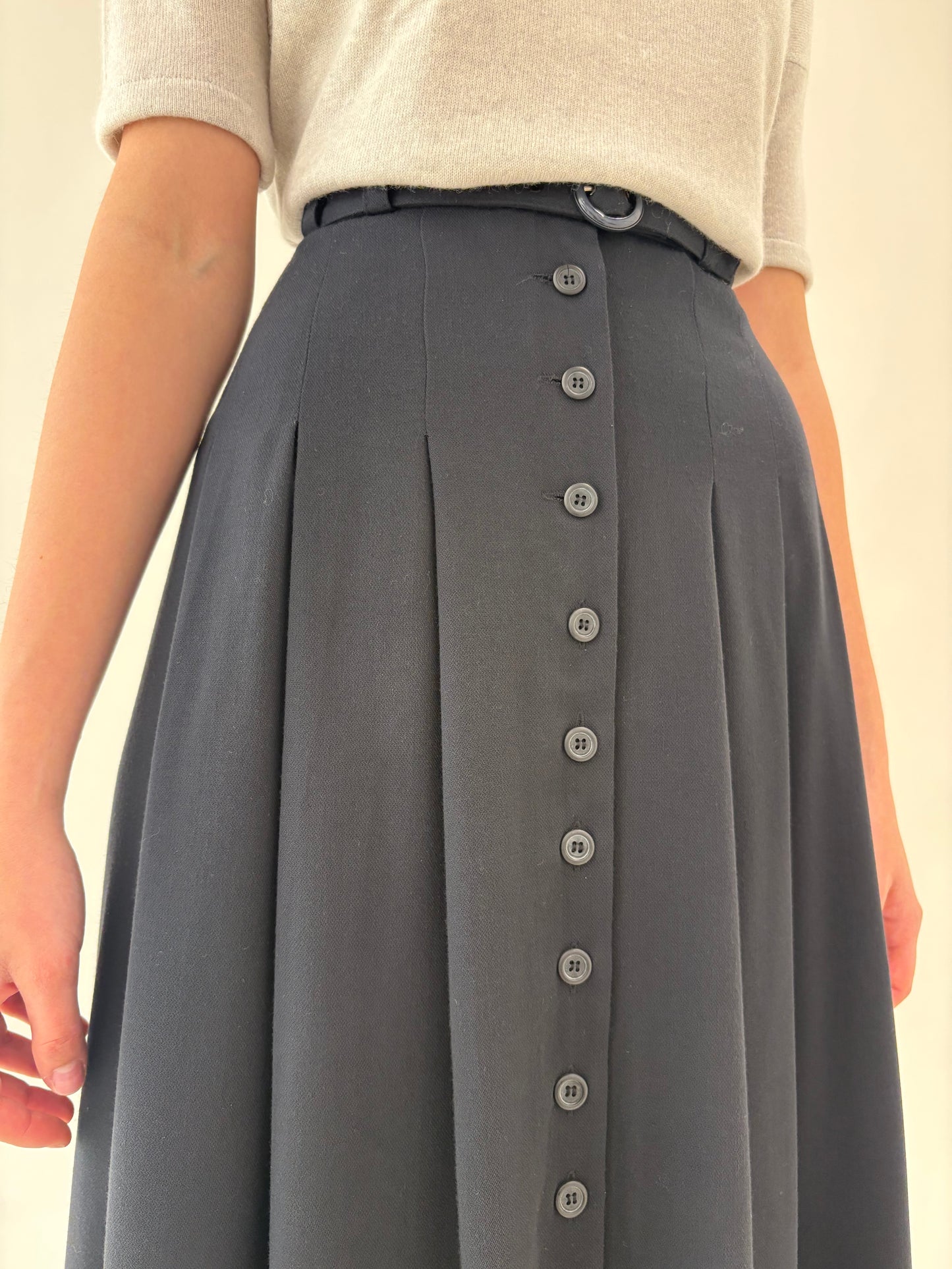Fustă maxi cu pliuri și talie ultra înaltă din twill de bumbac