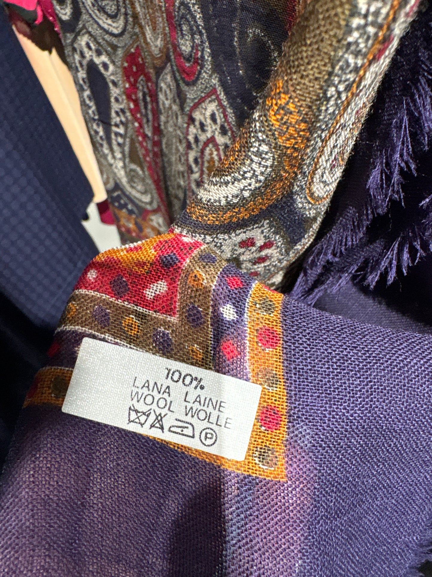 Eșarfă XXXXL din lana extrafina cu print paisley