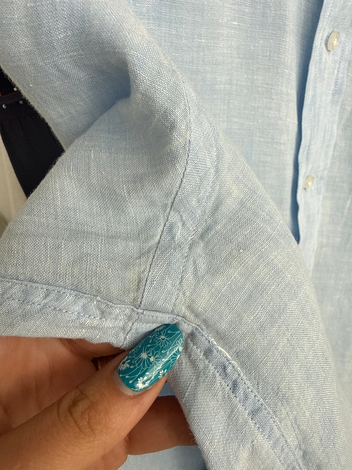 Cămașa baby Blue din in premium în croi lejer