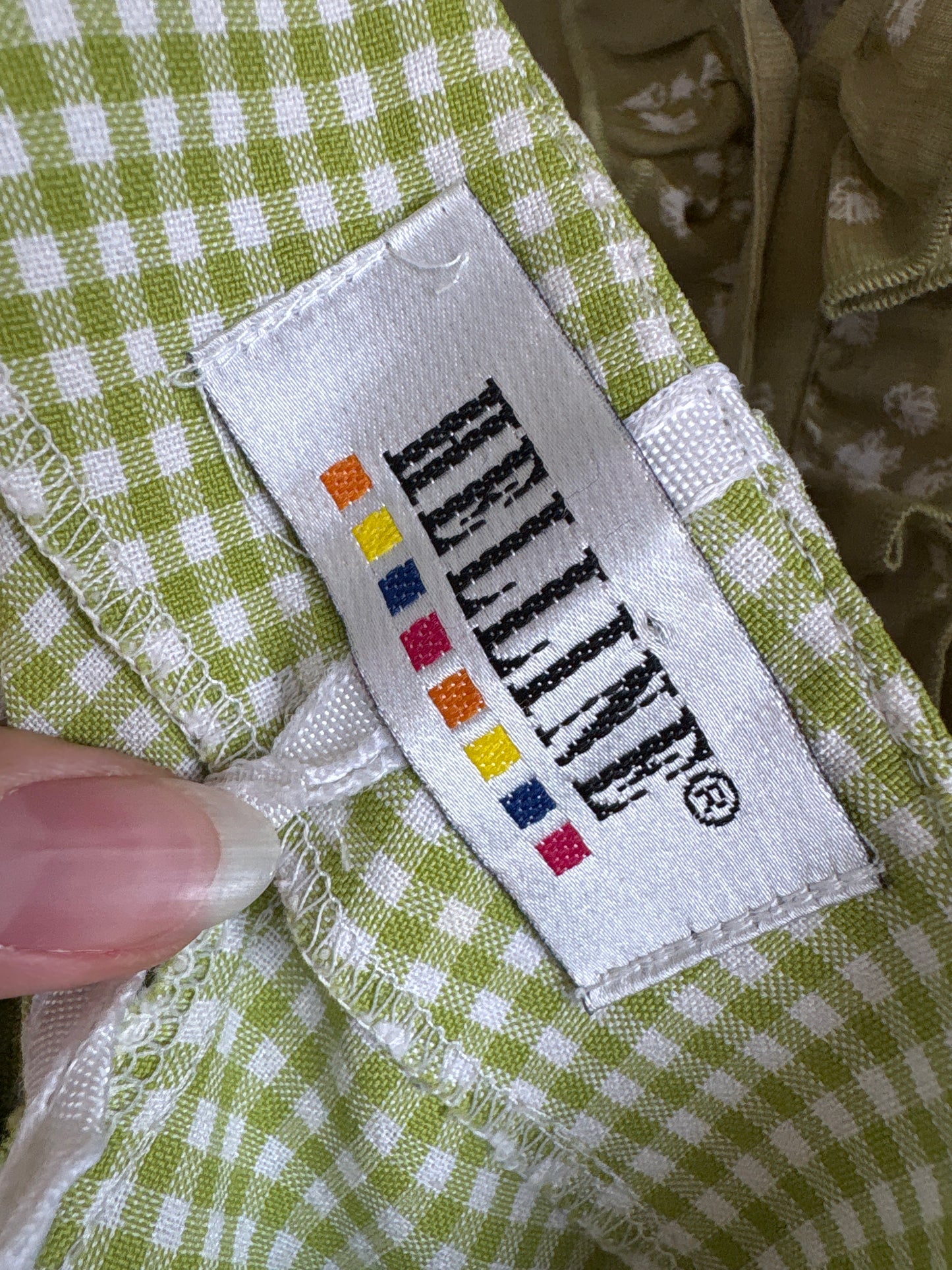 Pantaloni gingham țigaretă cu verde crud și alb ultra modelatori din pânză