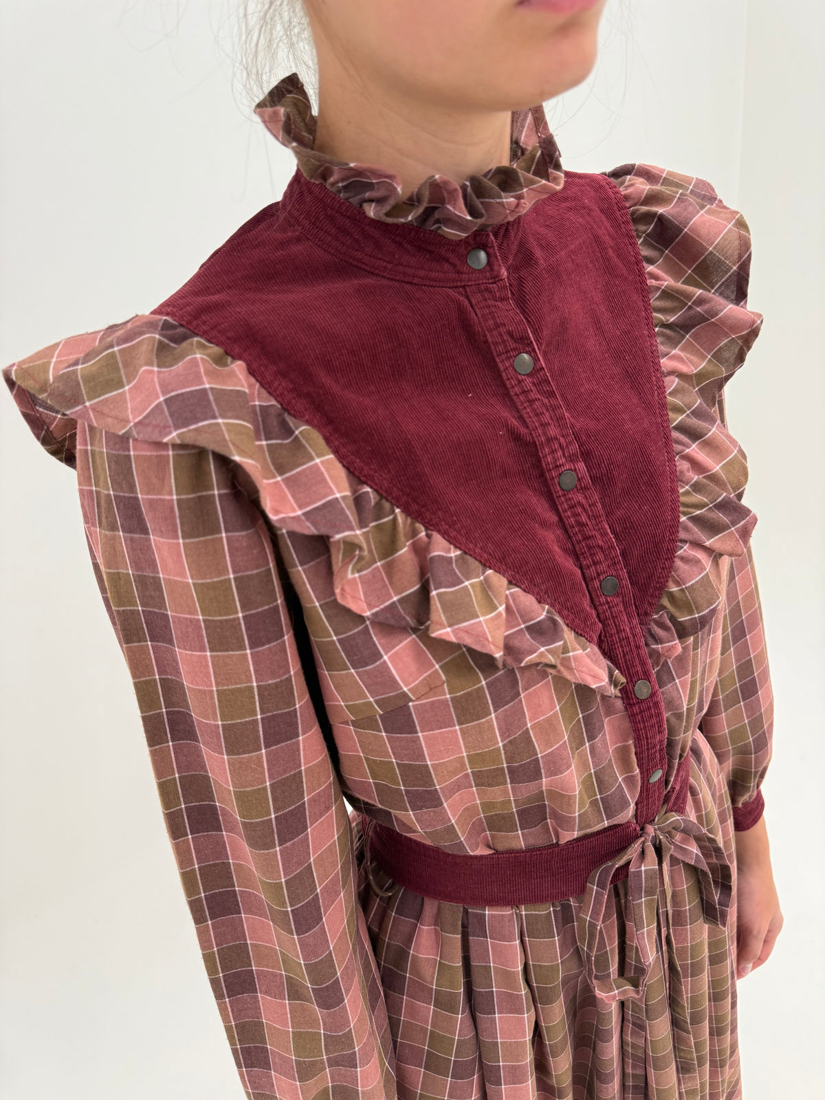 Rochie vintage în stil Ralph Lauren din bumbac gros cu talie marcată reglabilă