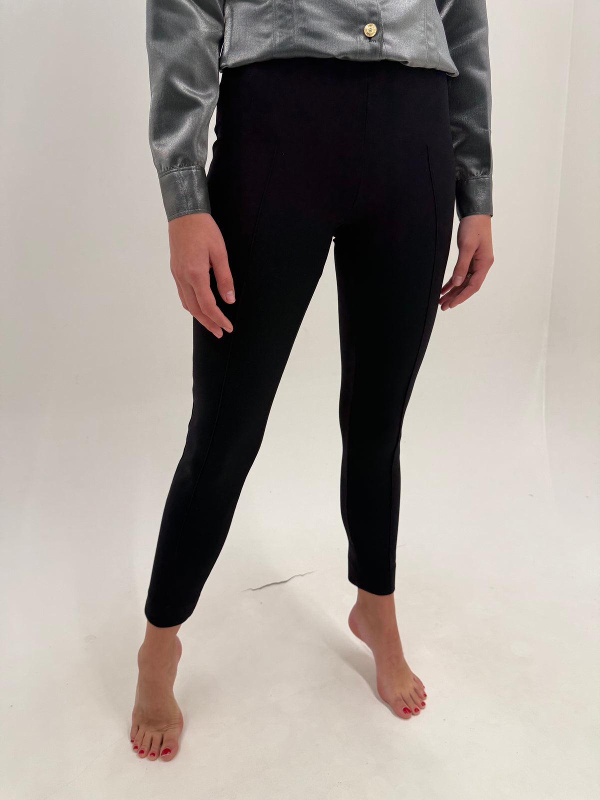 Pantaloni Moschino negri din tricot dens ultra modelator petite