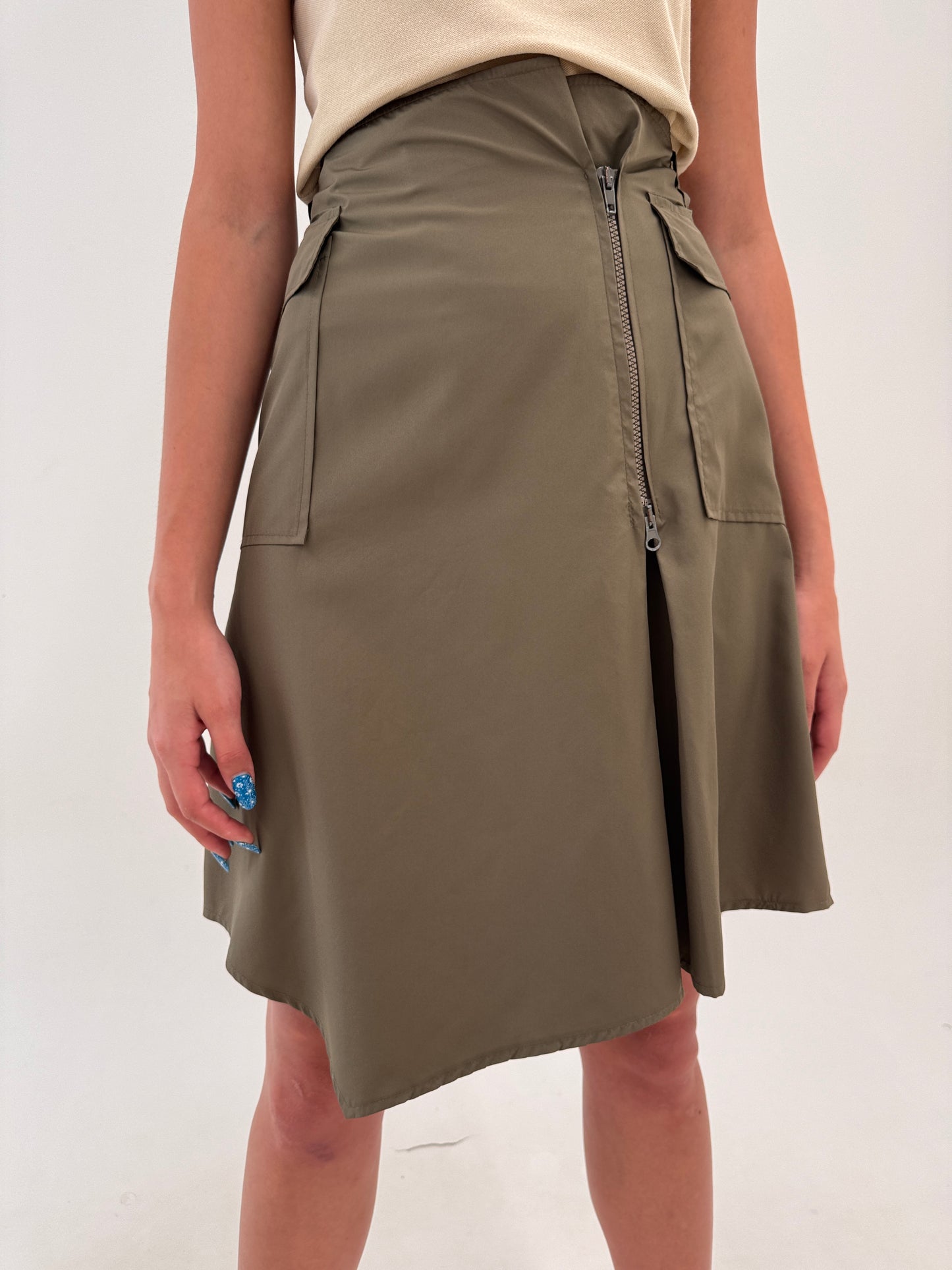 Fustă Kaki Max&Co by Max Mara cu influențe casual și talie ultra înaltă