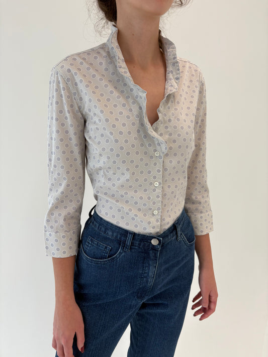 Cămașa din poplin premium de bumbac cu buline în nuanțe pudrate