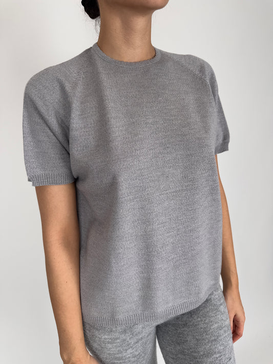 Top vintage din lana extrafina pebble gray