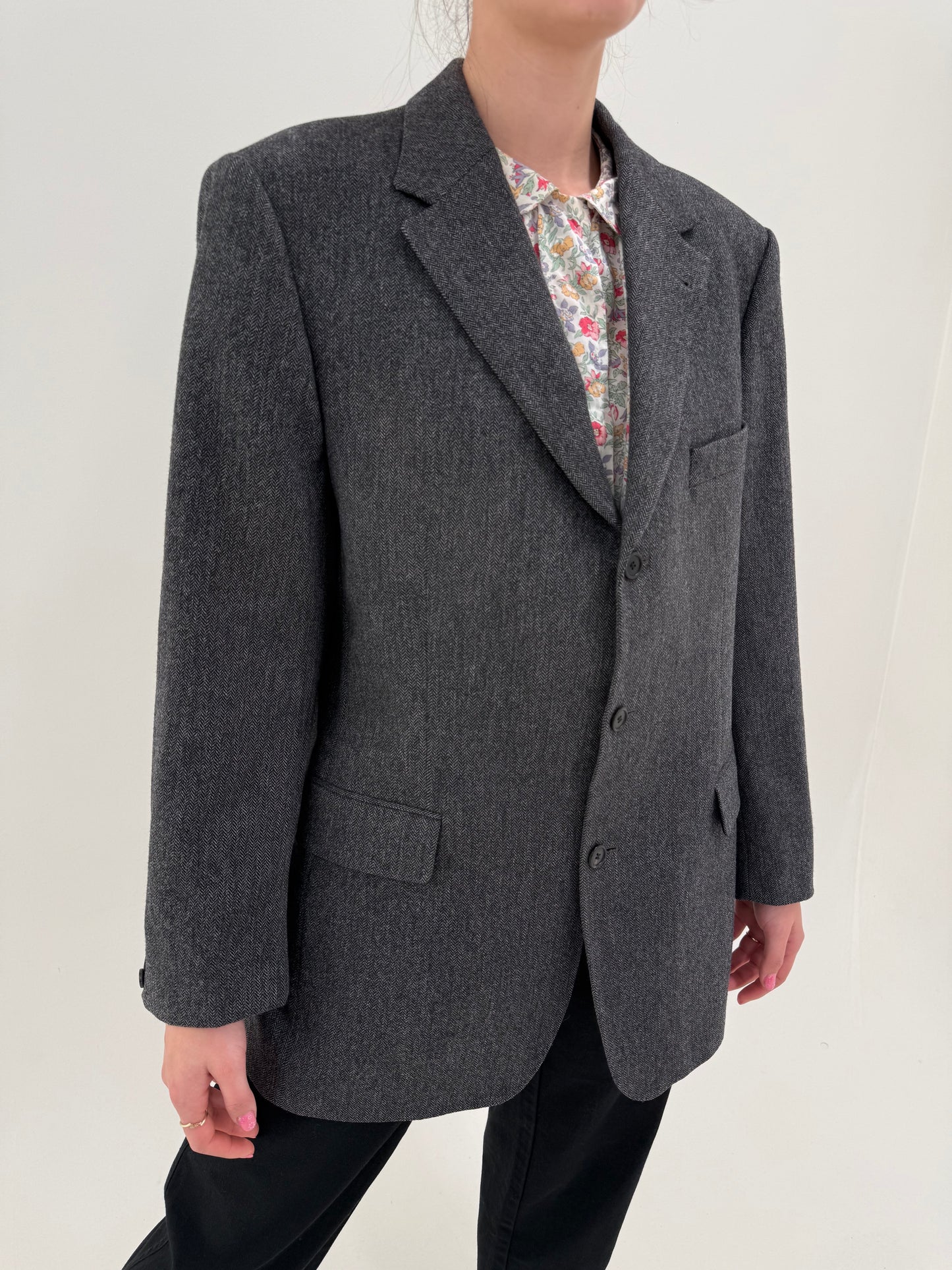 Sacou Burberry din stofă de extrafina si cașmir melanj in croi actual