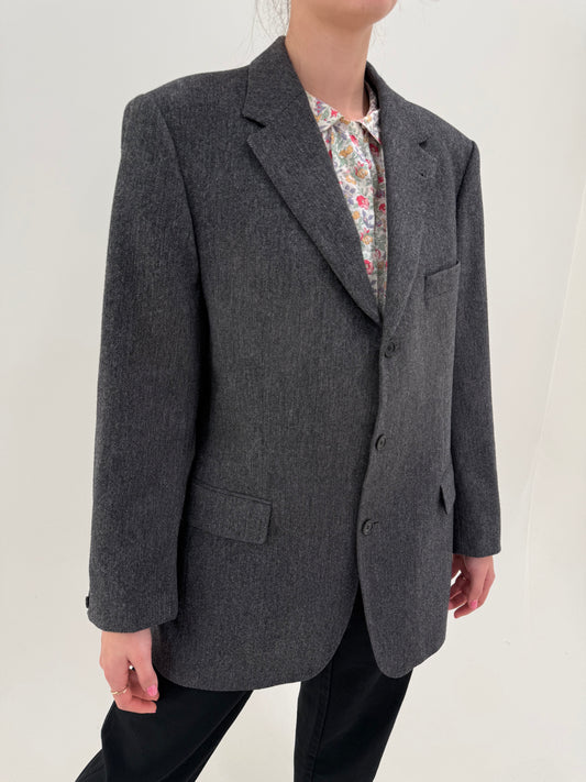 Sacou Burberry din stofă de extrafina si cașmir melanj in croi actual