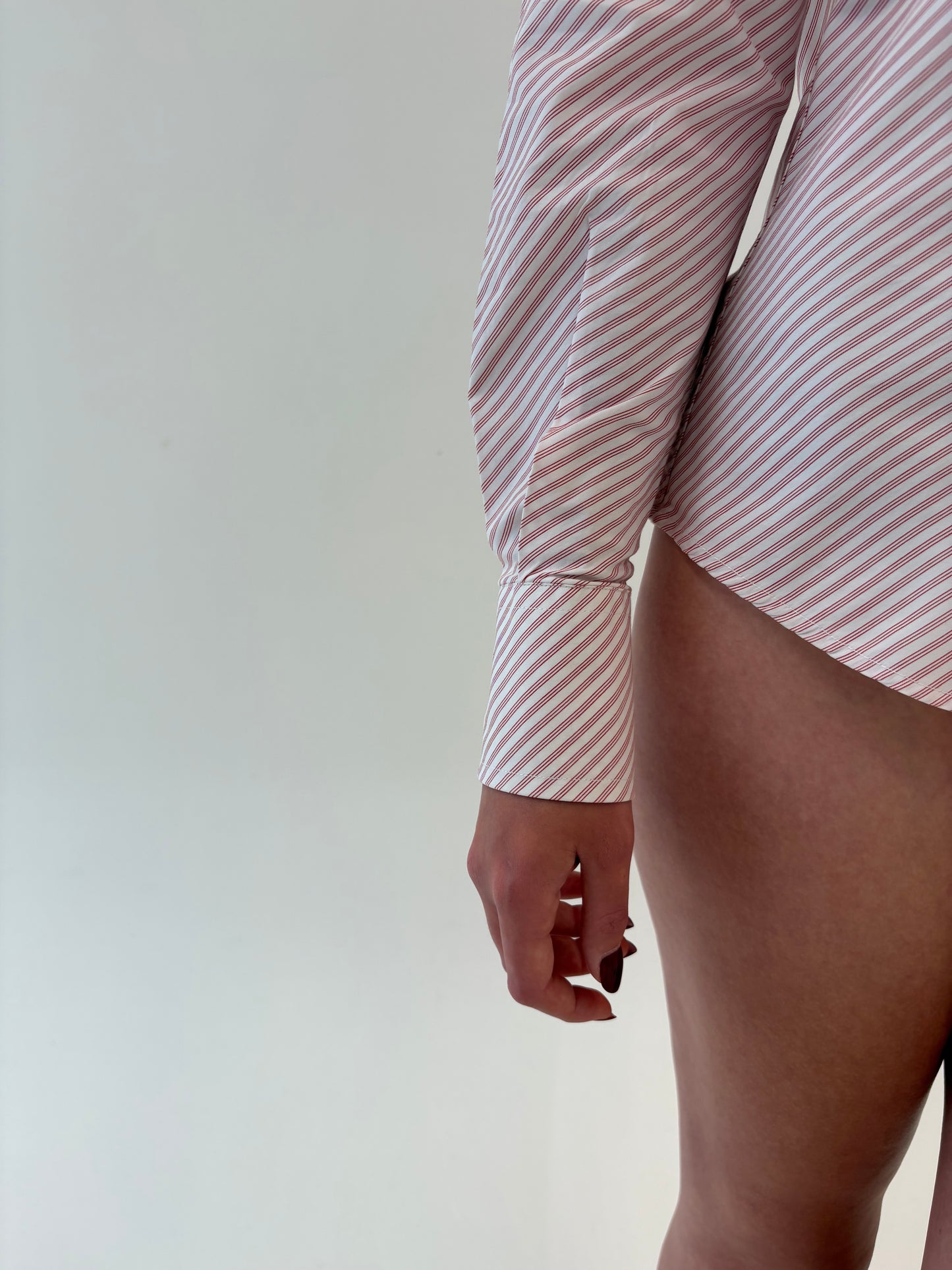 Cămașa luxury italiană cu dungi dark red din poplin gros excepțional