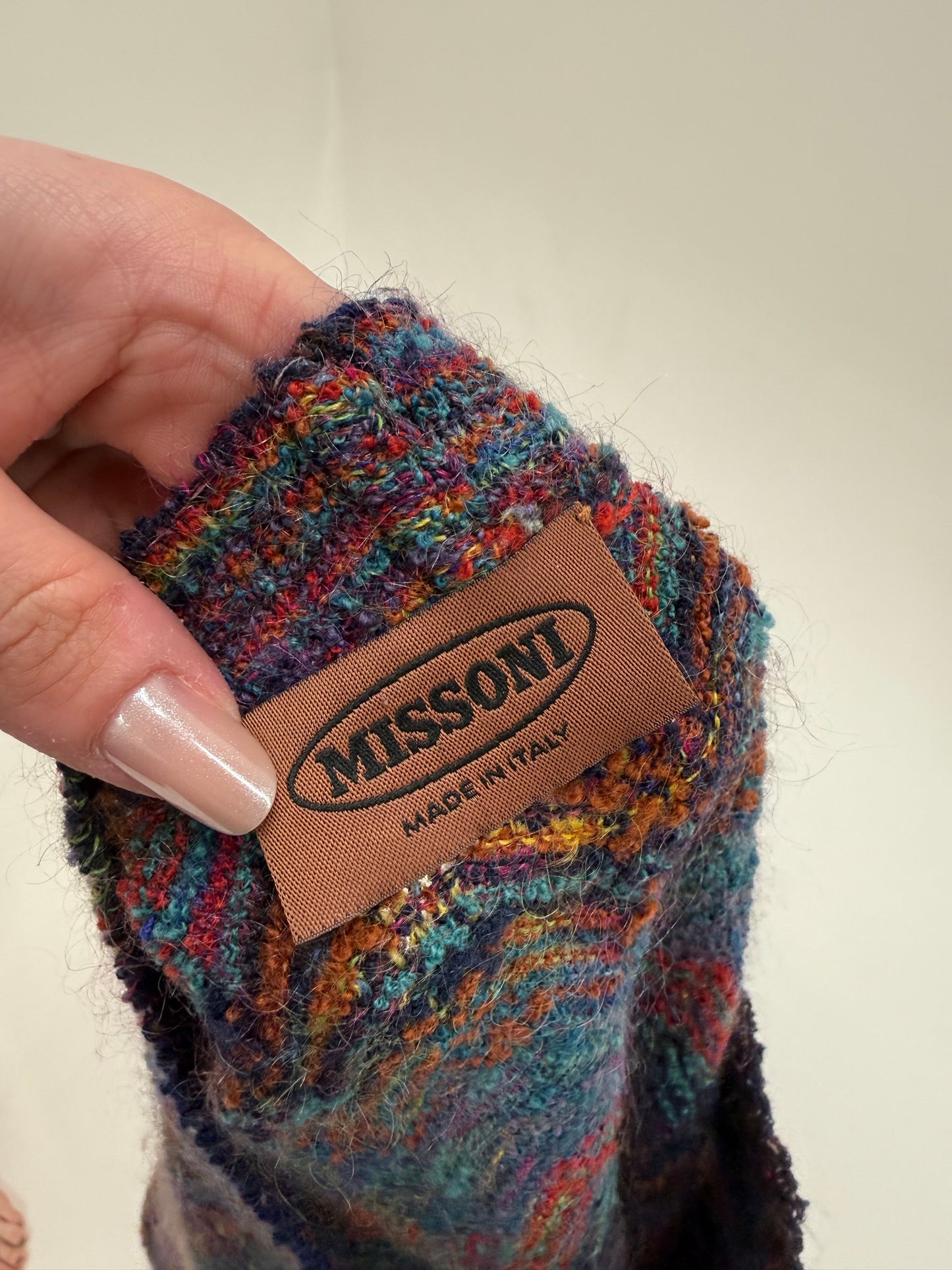 Pulover luxury Missoni din lana plină curcubeu în tricot specific brandului