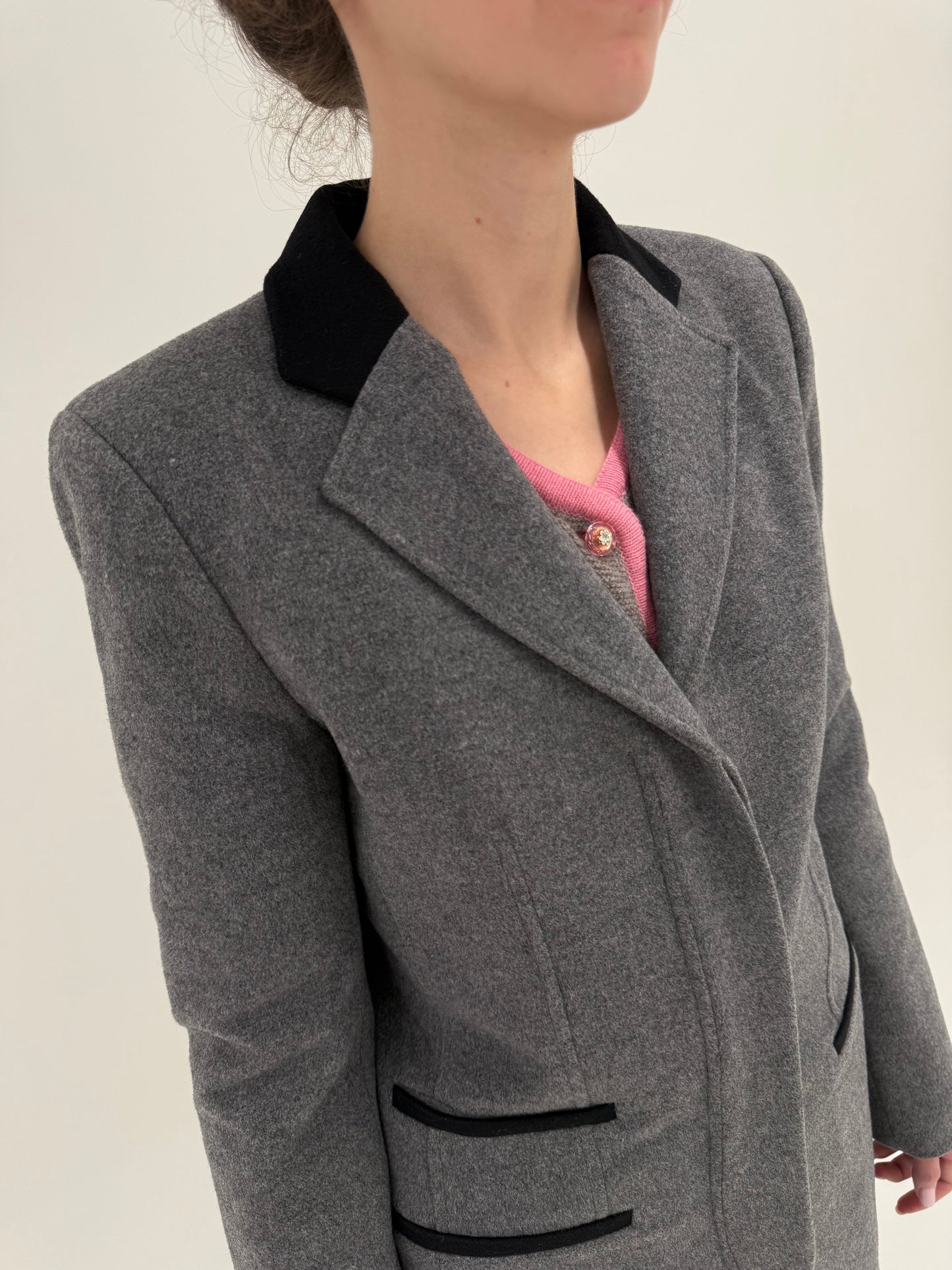 Palton din lana extrafina și cașmir scurt tall italian în croi cambrat