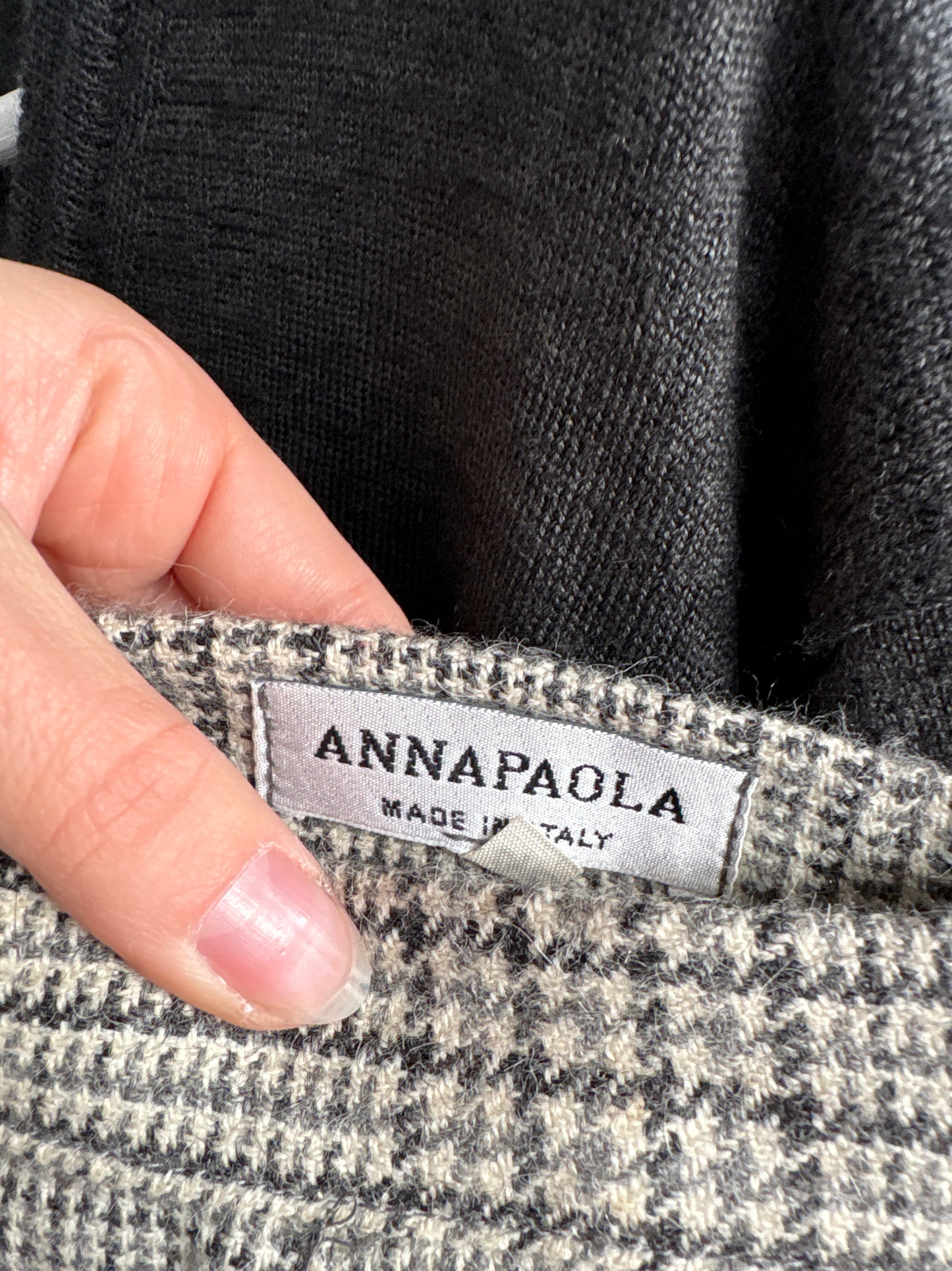 Fustă italiană din tweed de lana cu talie ultra înaltă în nuanțe neutre