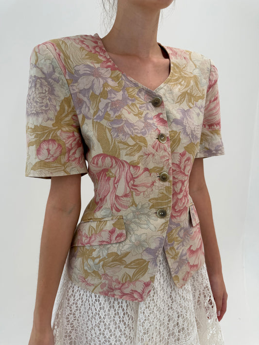 Sacou Marella by Max Mara din in nude cu print superb în culori pudrate
