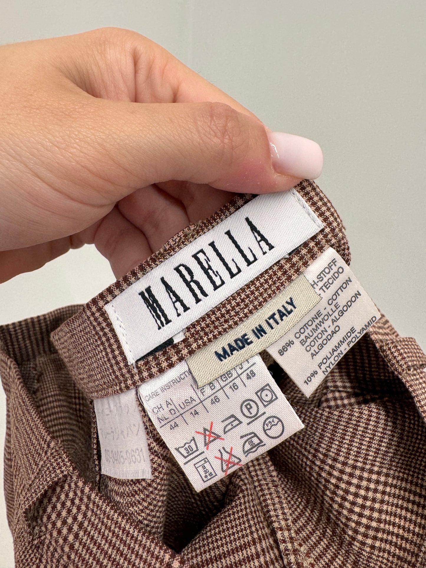 Pantaloni ultra confort modelatori Marella by Max Mata camel în carouri pied de coq