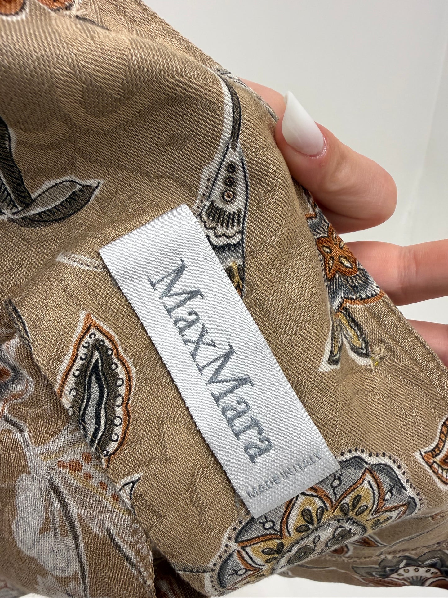 Sacou Max Mara camel din in cu print organic în culori neutre