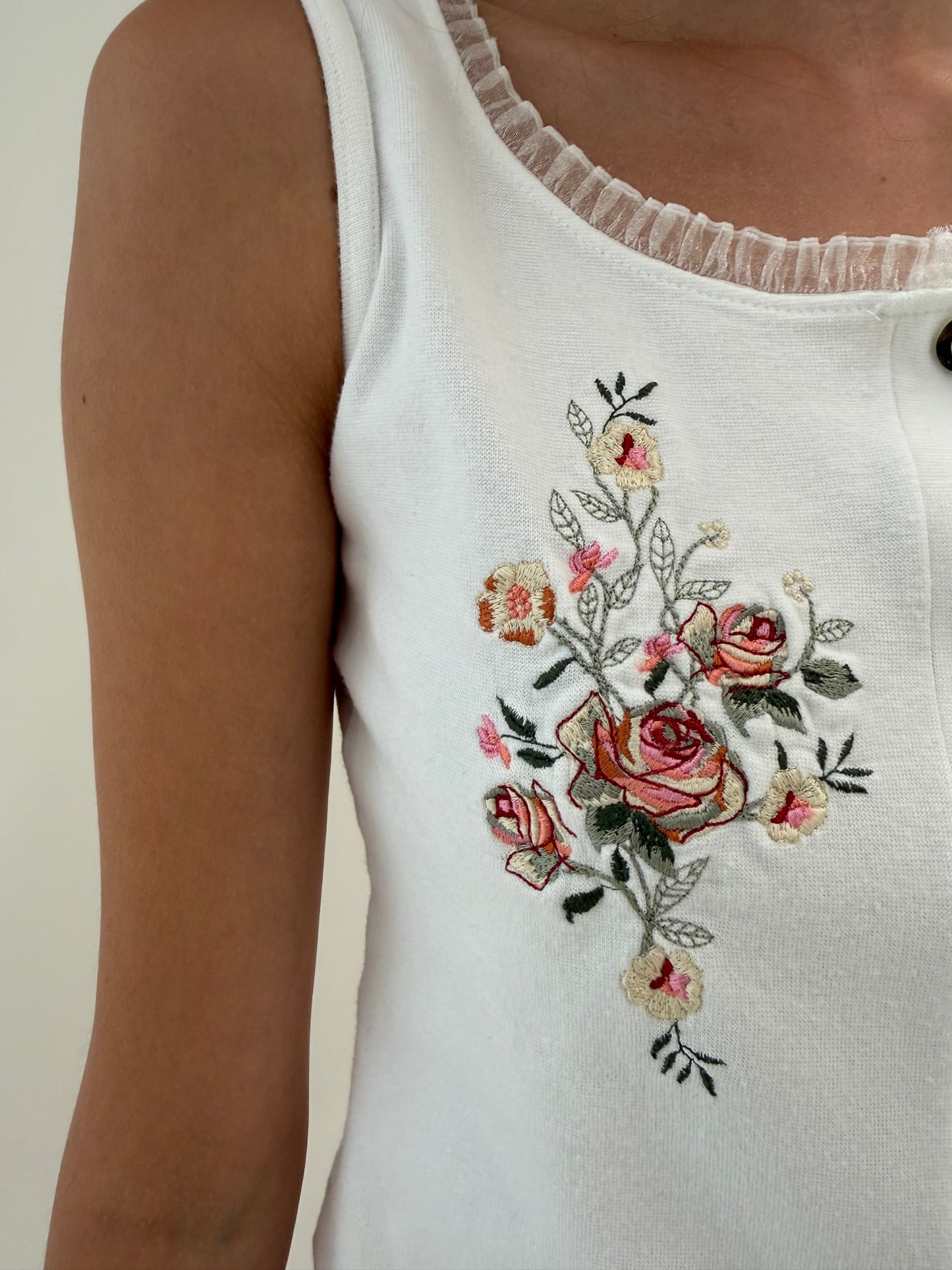 Top vintage tip corsaj din bumbac premium modelator cu broderie