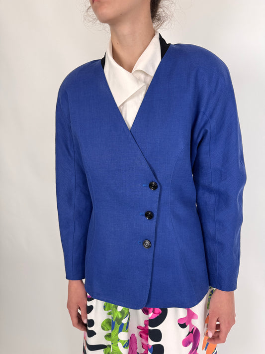 Sacou vintage cambrat din pânză de in în croi minimalist