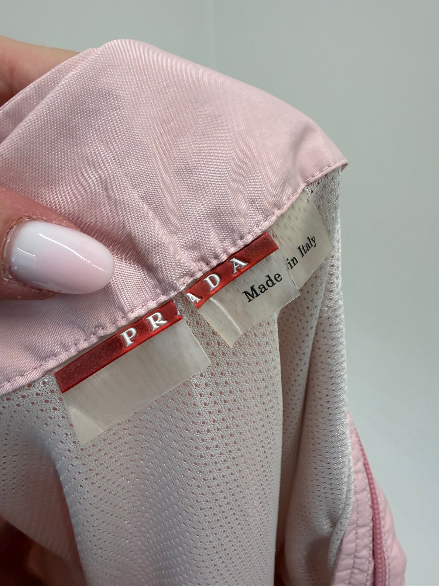 Fustă Prada cu influențe casual specifice brandului din bumbac powder pink