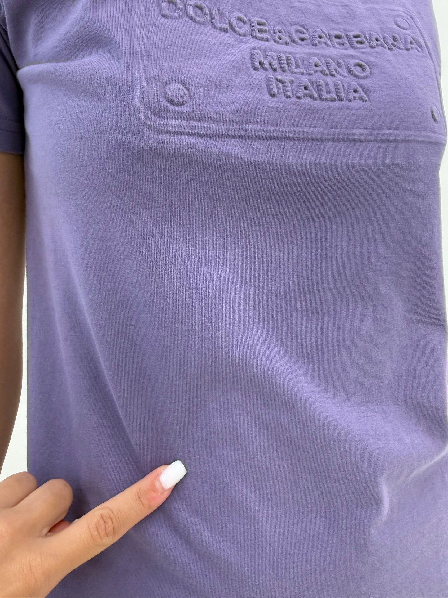 Top Dolce&Gabbana lavender din bumbac de gramaj mare cu logoul discret embosat