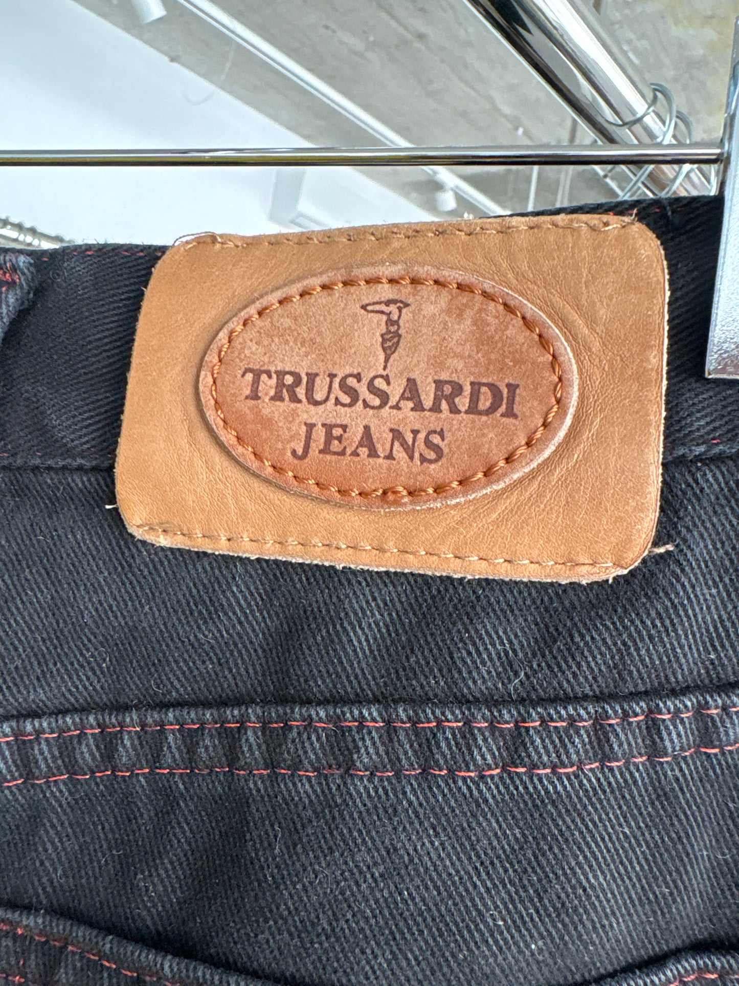 Jeans luxury Trussardi negru tall straight leg