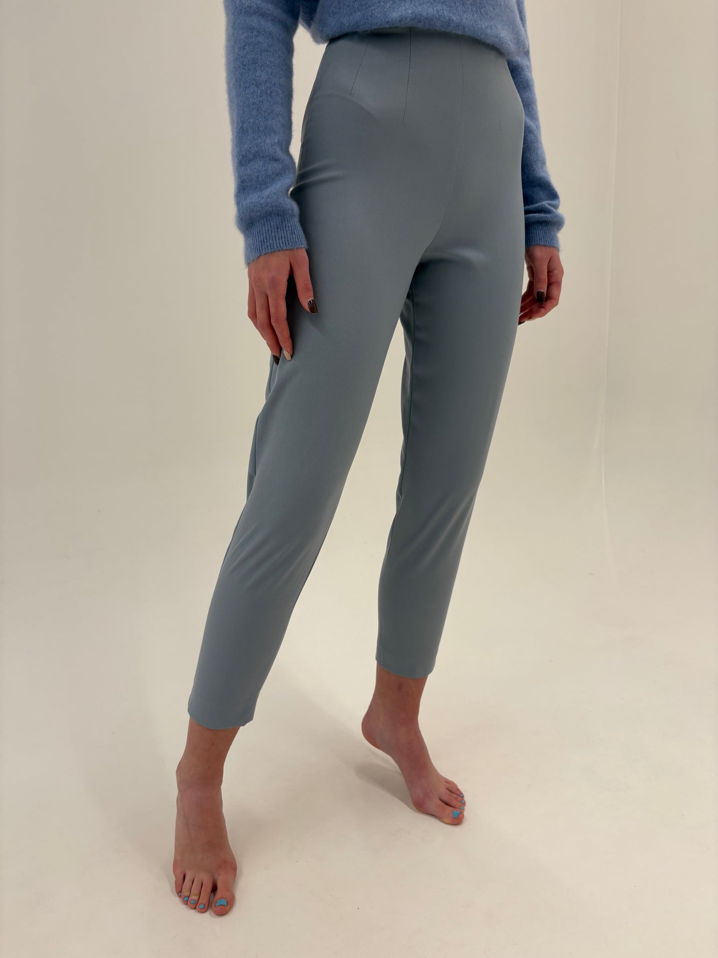 Pantaloni țigaretă Marella by Max Mara baby blue din lana extrafina