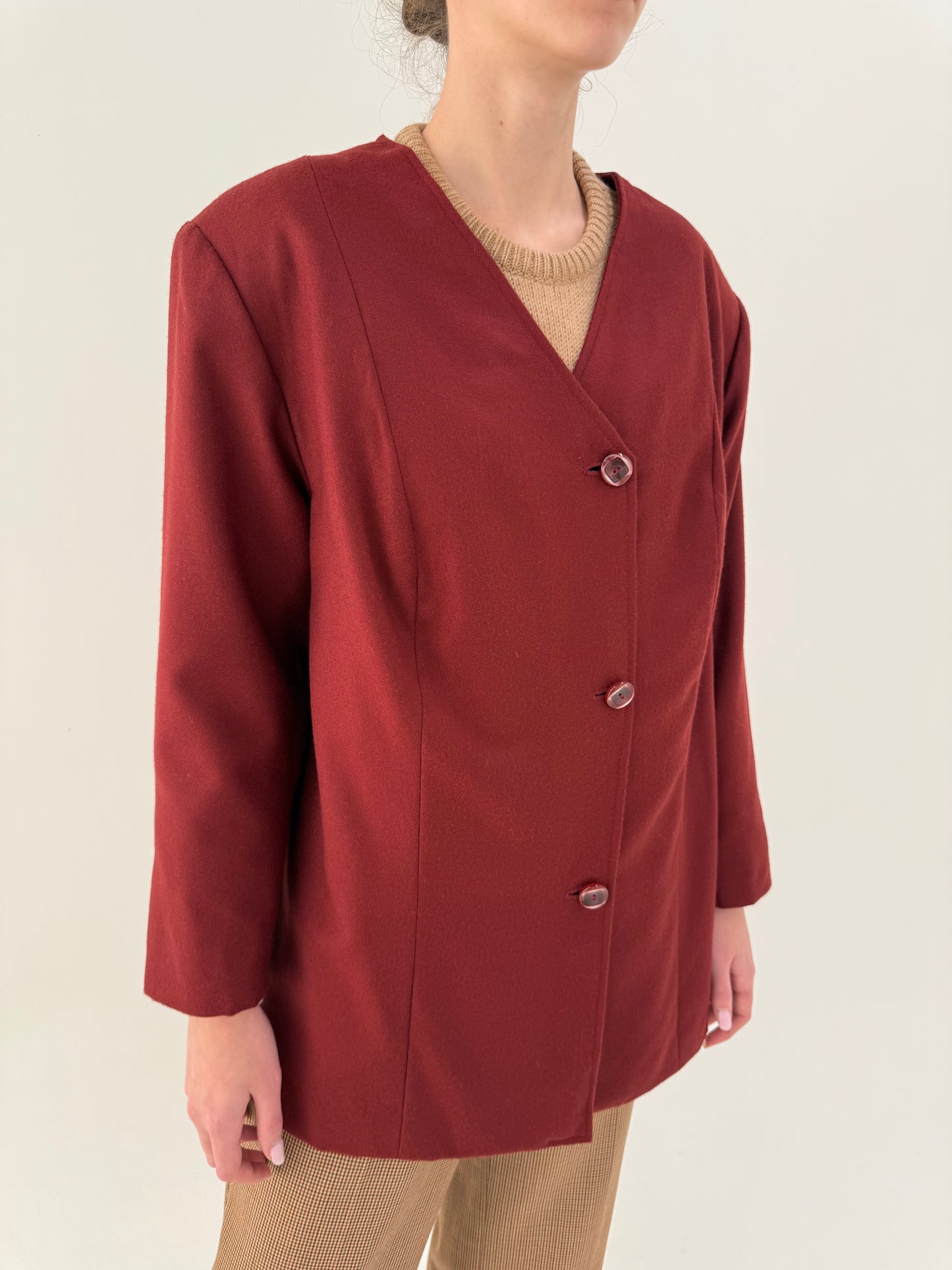 Sacou petite Marsala red din lana extrafina moale