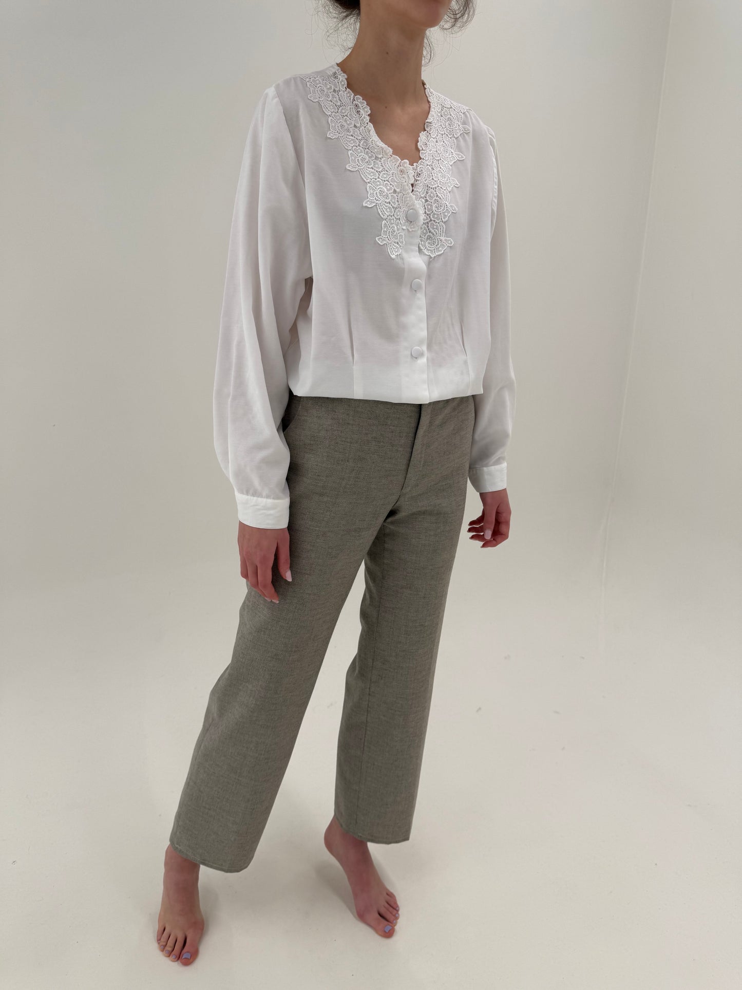 Pantaloni warm gray din lana extrafina melanj