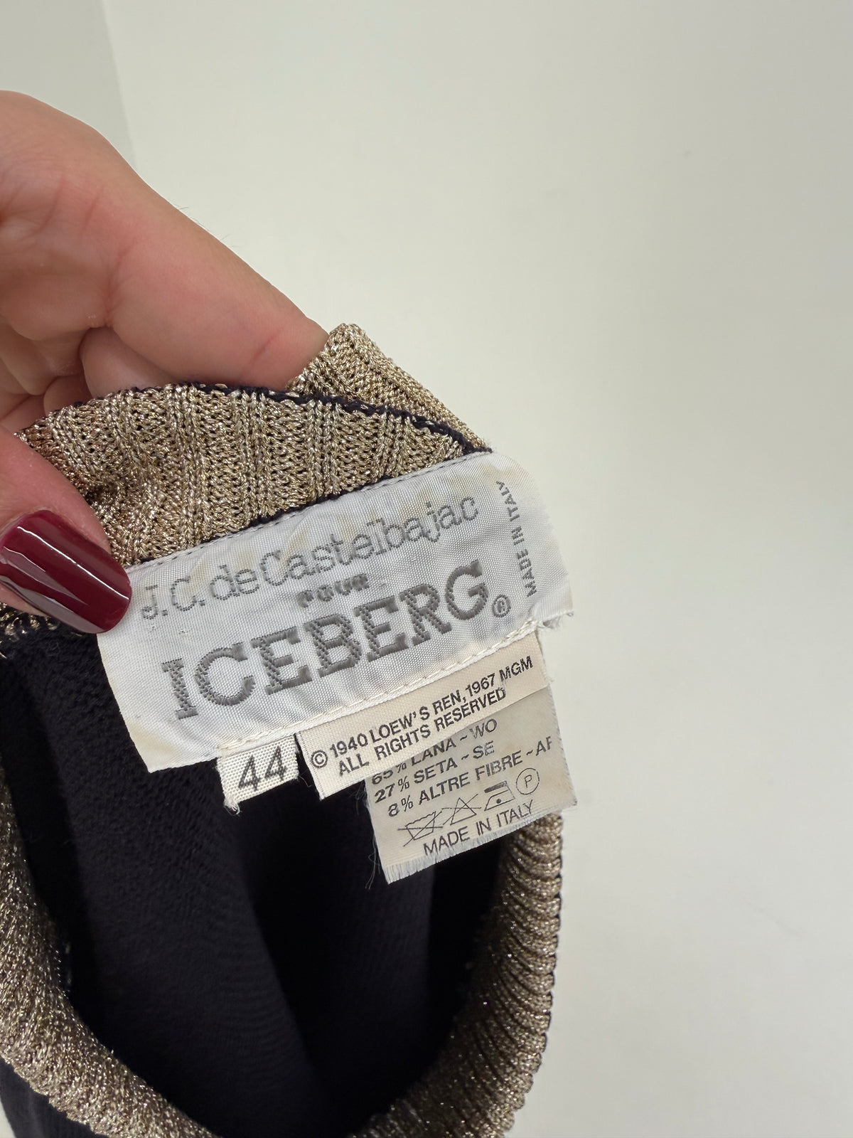 Pulover vintage de colecție Iceberg din era Castelbajac din lana extrafina cu mătase naturală