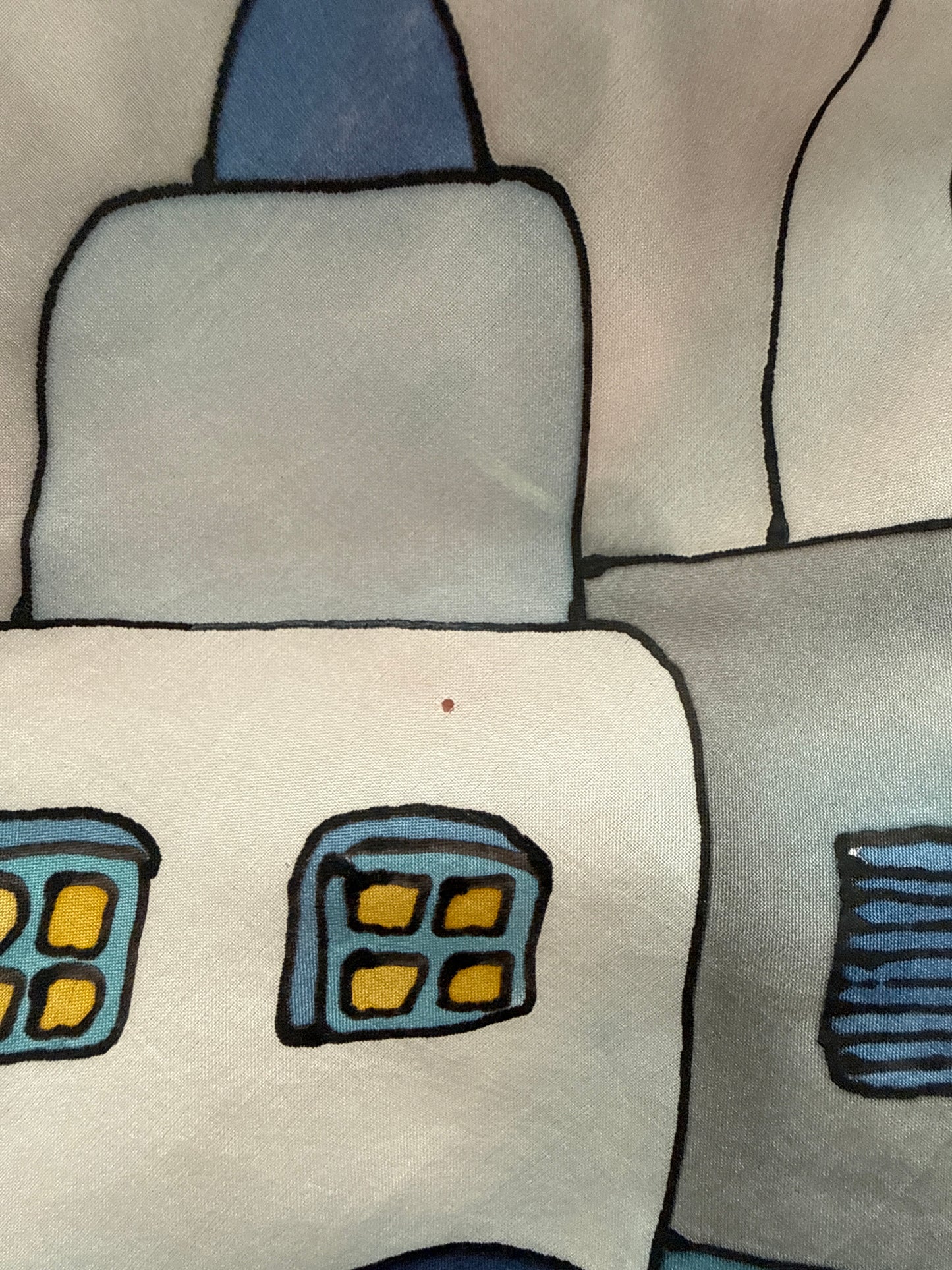 Eșarfă XXXL din mătase naturală cu print manual în culori pudrate