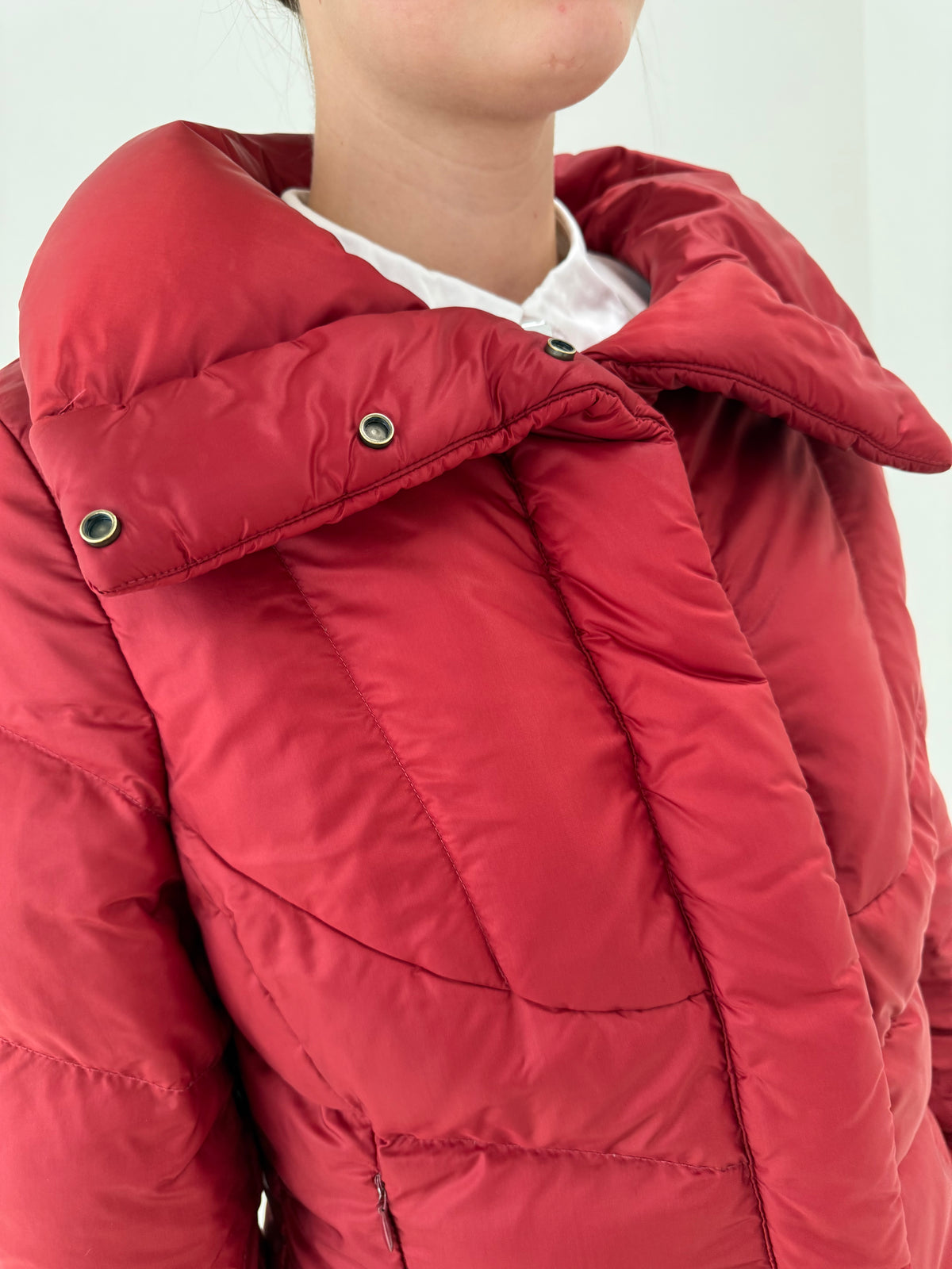 Geaca cambrata Max Mara din puf  dark red