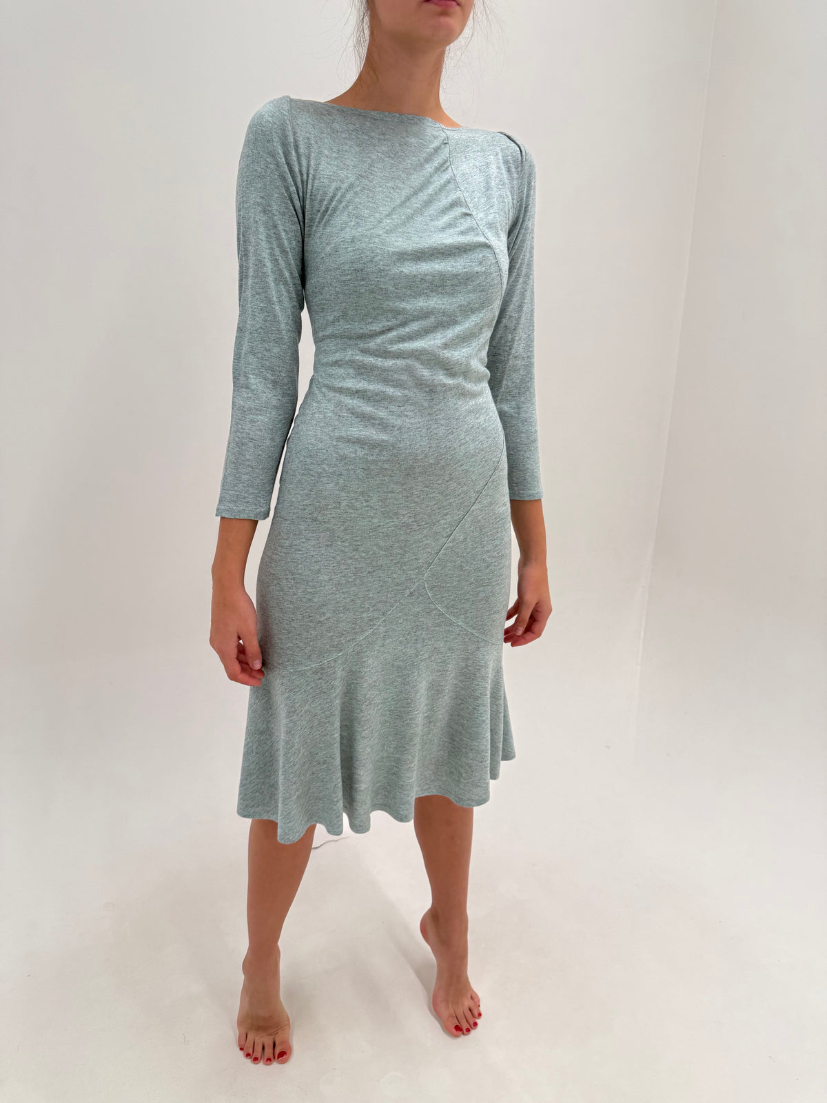 Rochii mermaid vintage noi din tricot extrafin pastelat din bumbac cu un touch de lana