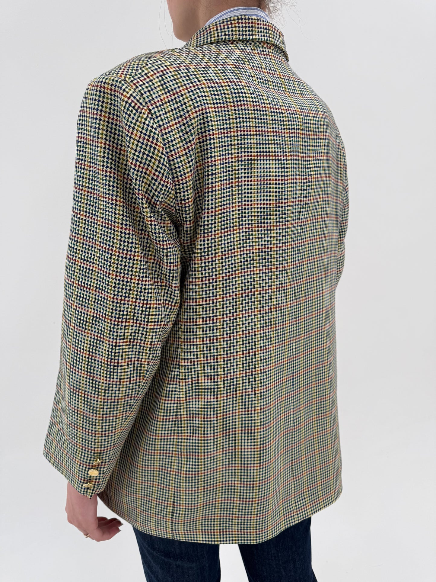 Sacou Burberry vintage de sezon cald din mătase naturală cu lana în catourib